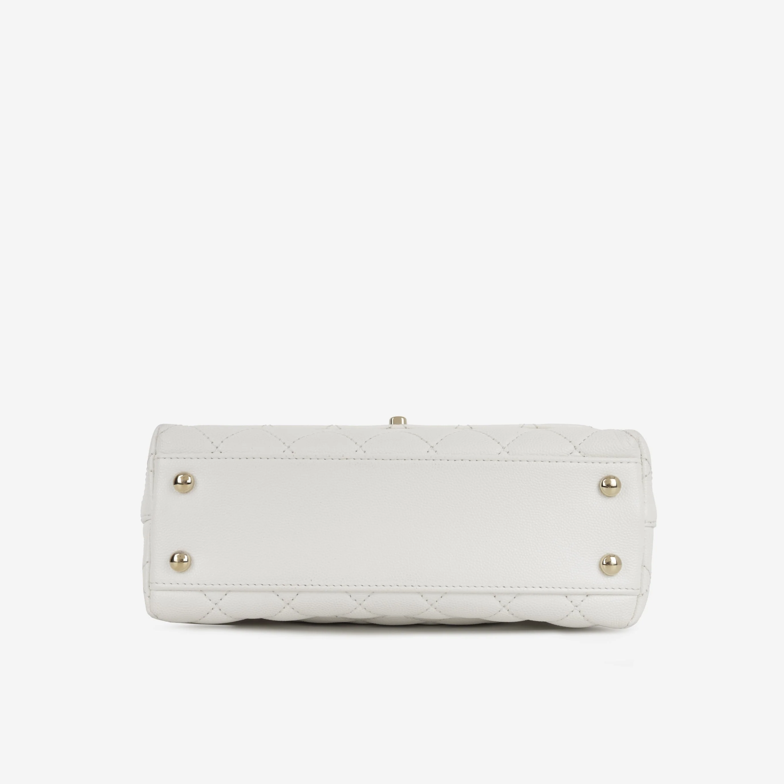 Chanel Small Coco Handle - White Caviar | Champagne Gold Hardware - Image 3
