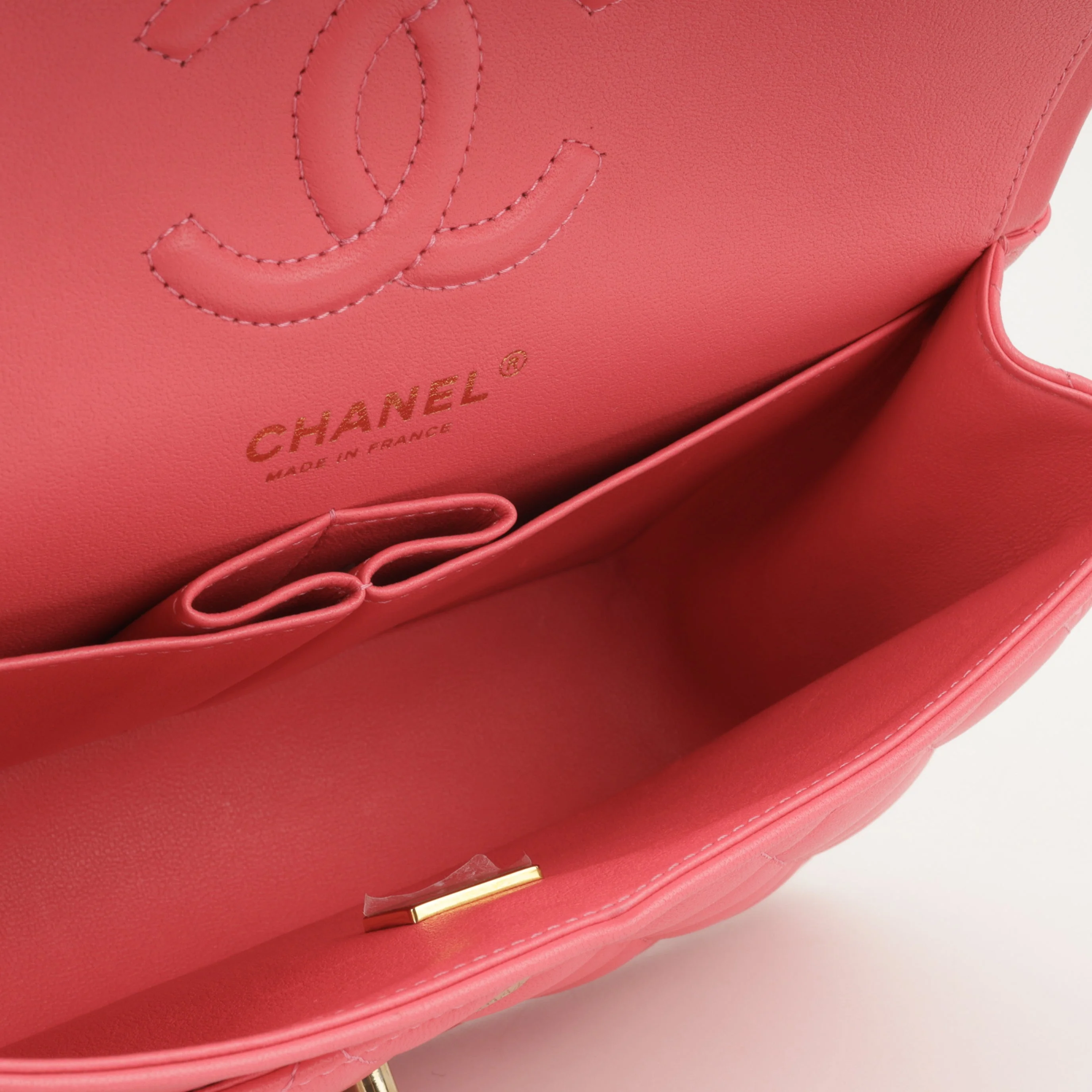 Chanel Small Double Classic Flap - Pink Lambskin | Champagne-Gold Hardware - Image 10