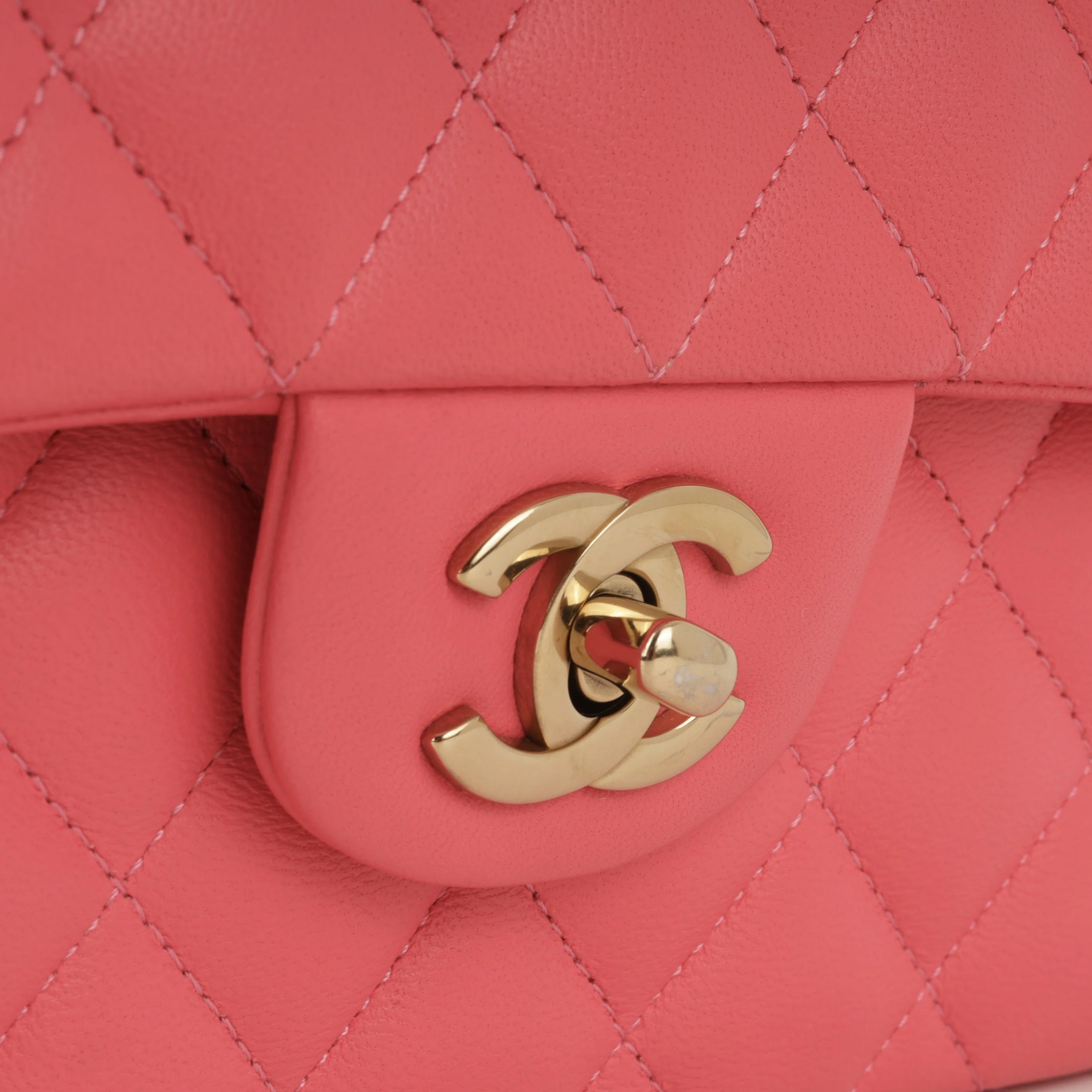 Chanel Small Double Classic Flap - Pink Lambskin | Champagne-Gold Hardware - Image 12