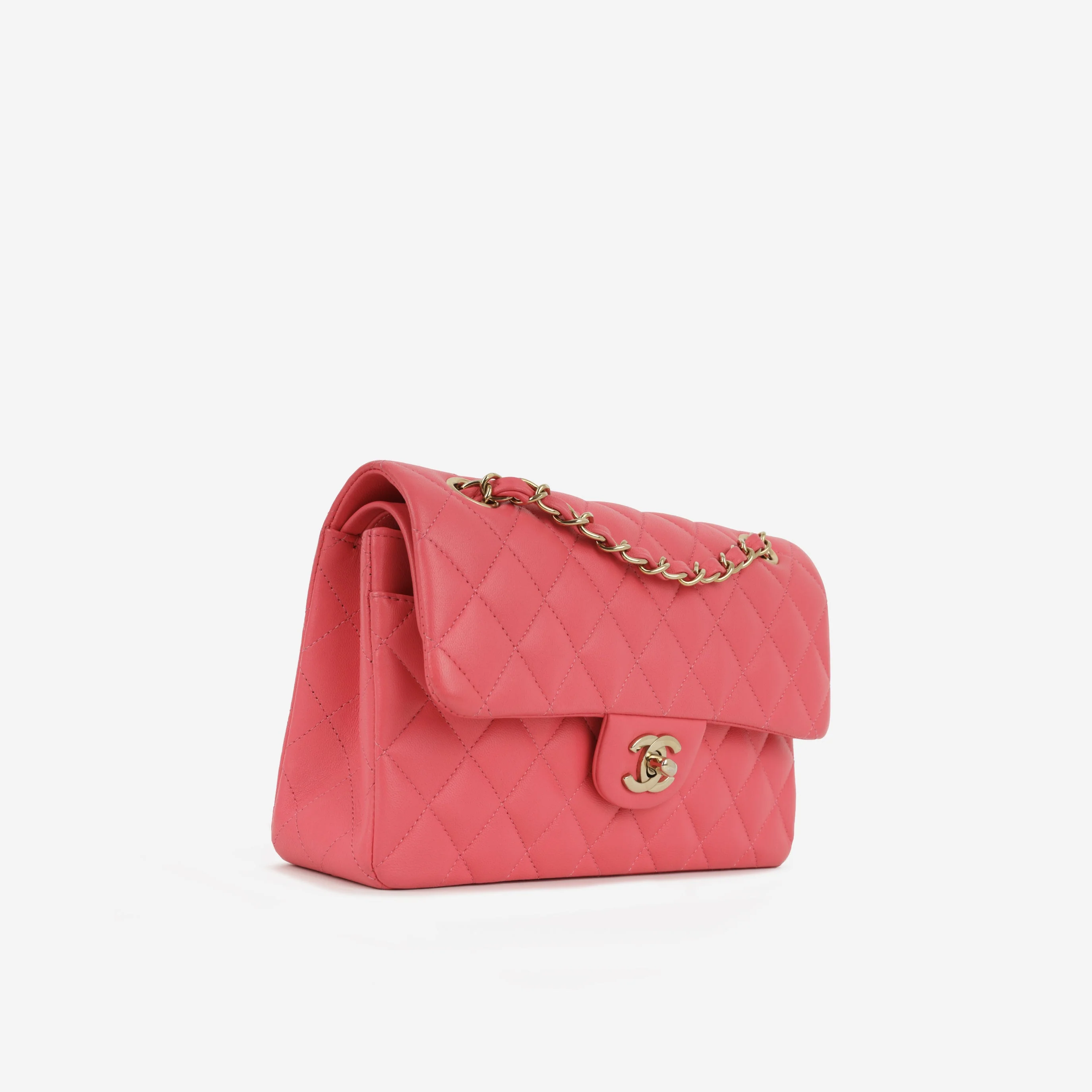 Chanel Small Double Classic Flap - Pink Lambskin | Champagne-Gold Hardware - Image 2