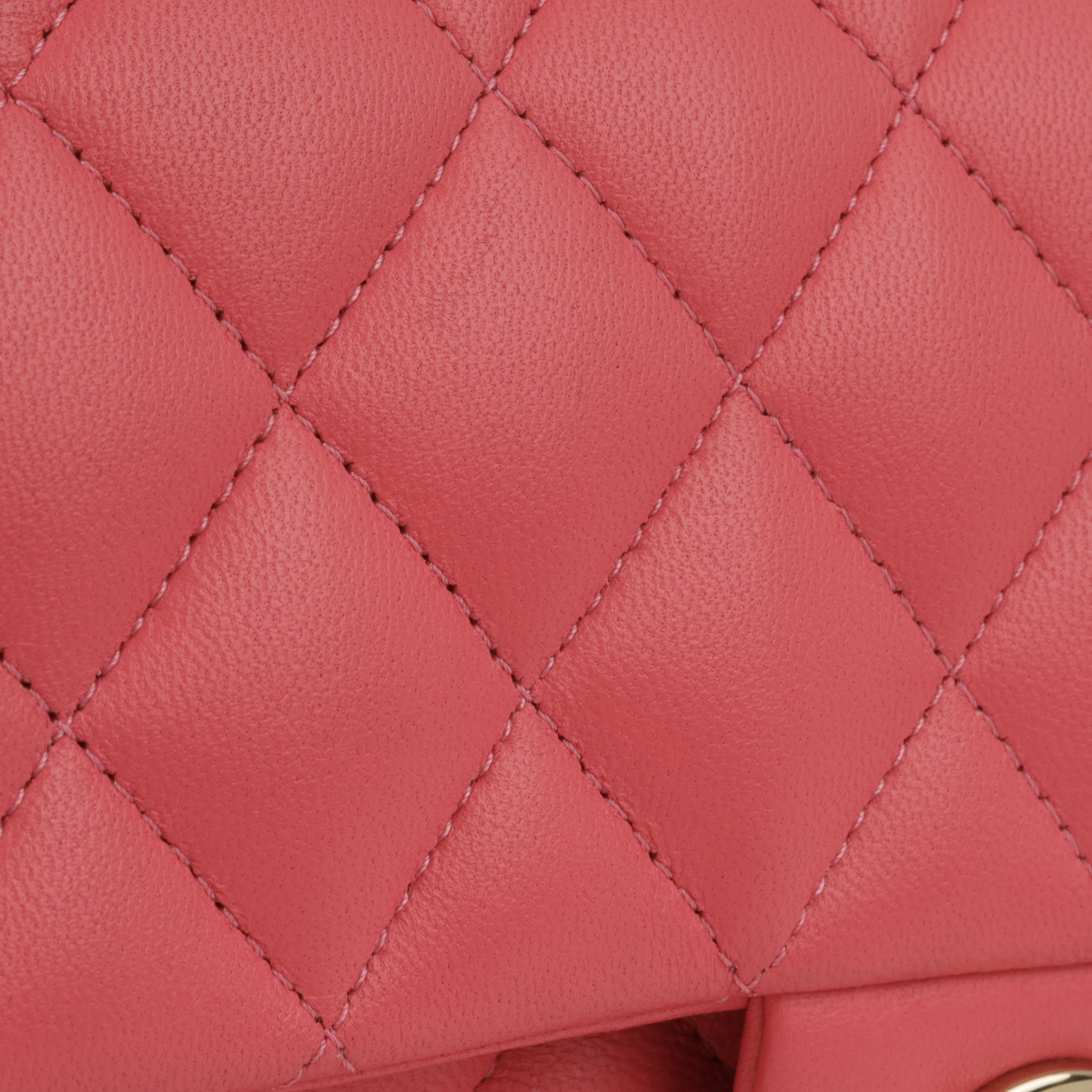 Chanel Small Double Classic Flap - Pink Lambskin | Champagne-Gold Hardware - Image 7