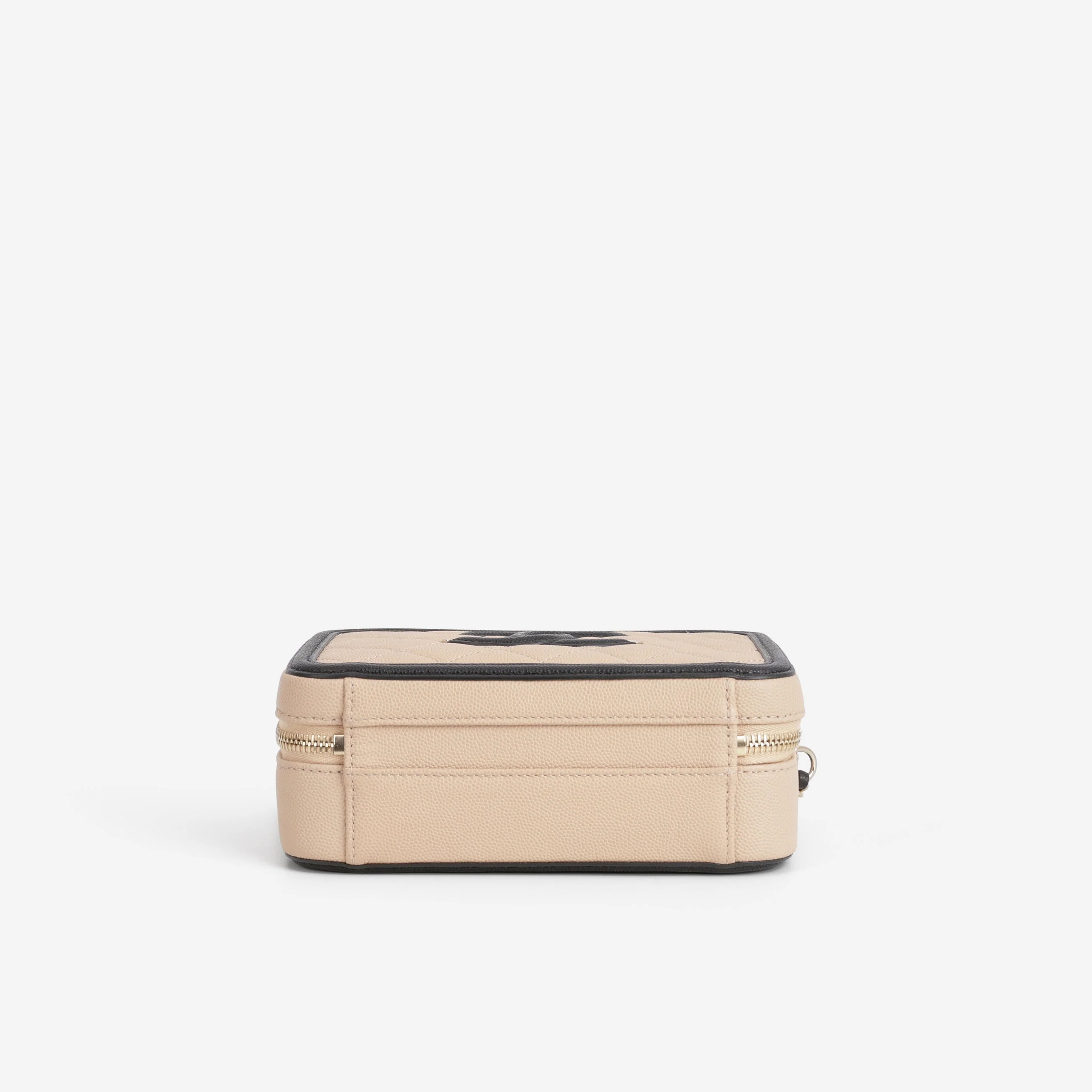 Chanel Small Filigree CC Vanity Case - Beige/Black Caviar | Champagne Gold Hardware - Image 4