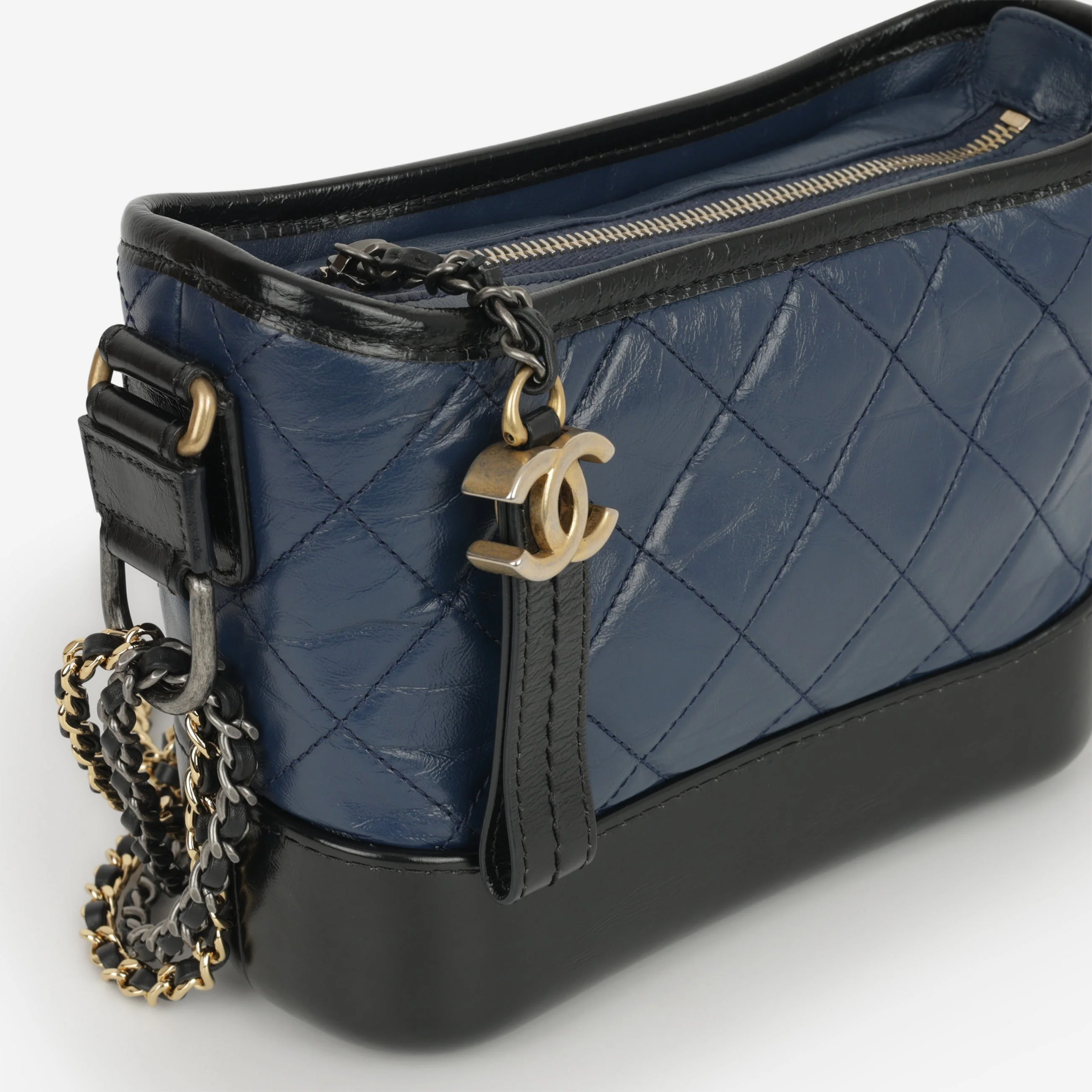 Chanel Small Gabrielle Bag - Navy / Black Aged Calfskin | Mixed Hardware - Image 7