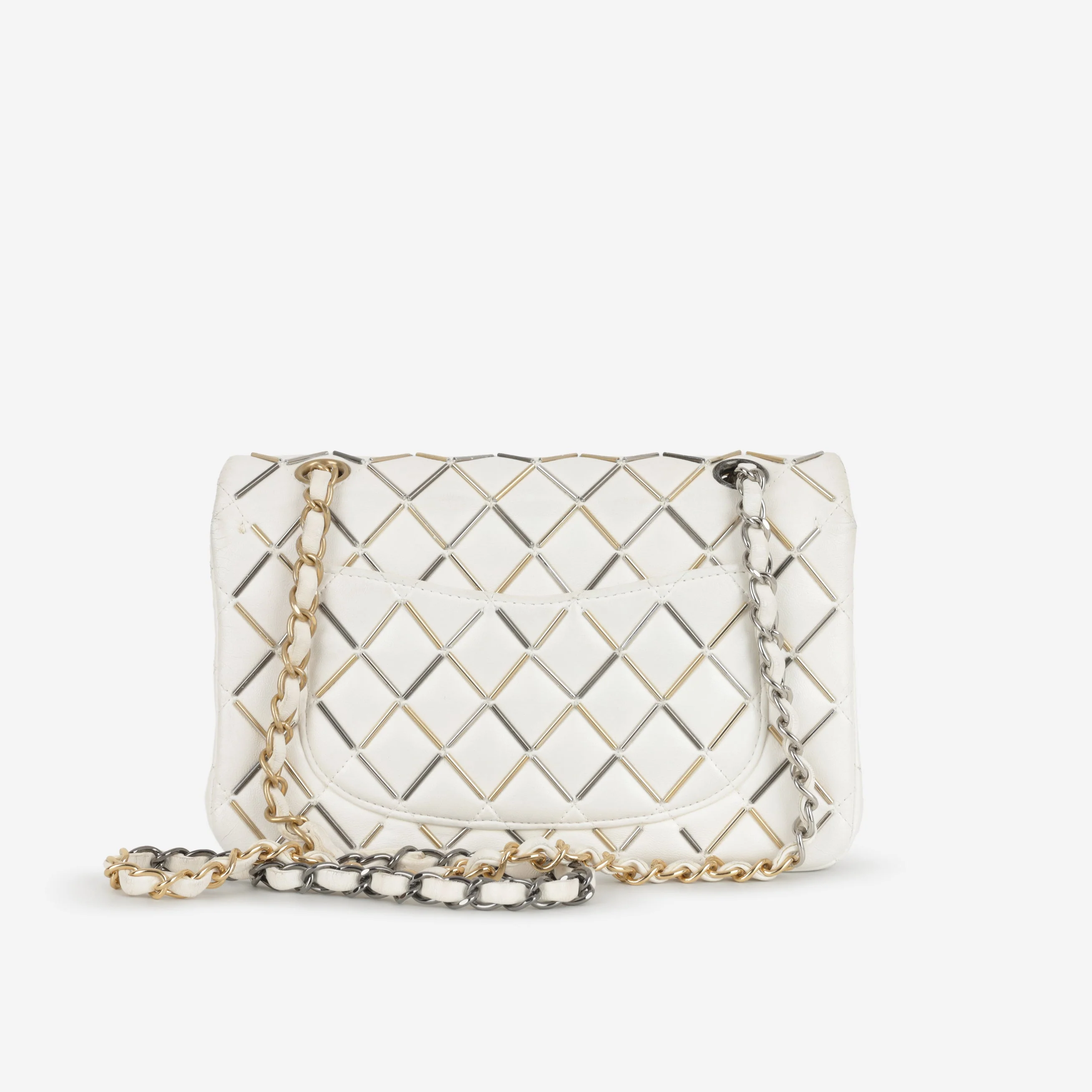 Chanel Small Matelasse Classic Flap - White Lambskin | Bi-colour Hardware - Image 3