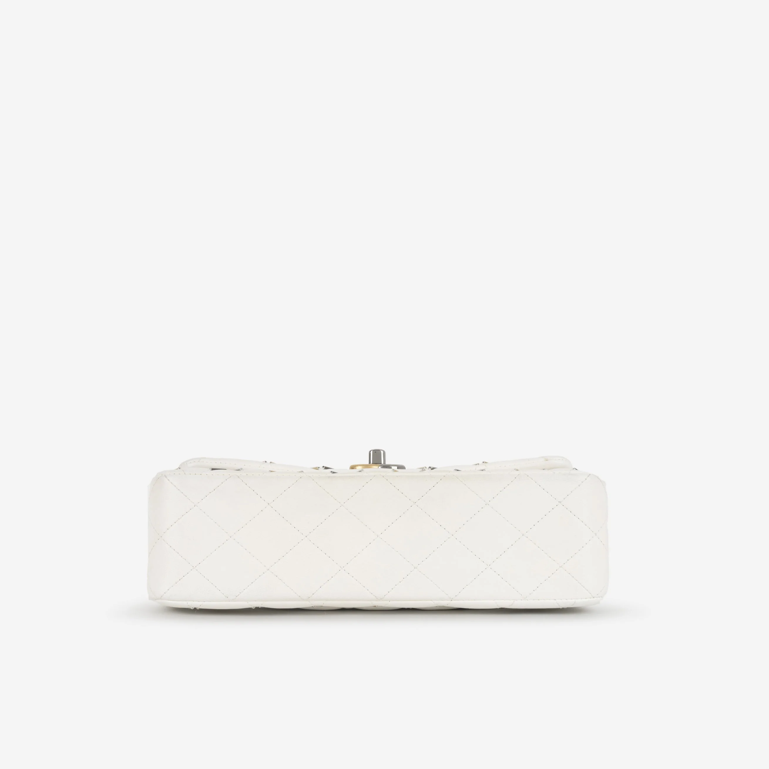 Chanel Small Matelasse Classic Flap - White Lambskin | Bi-colour Hardware - Image 4