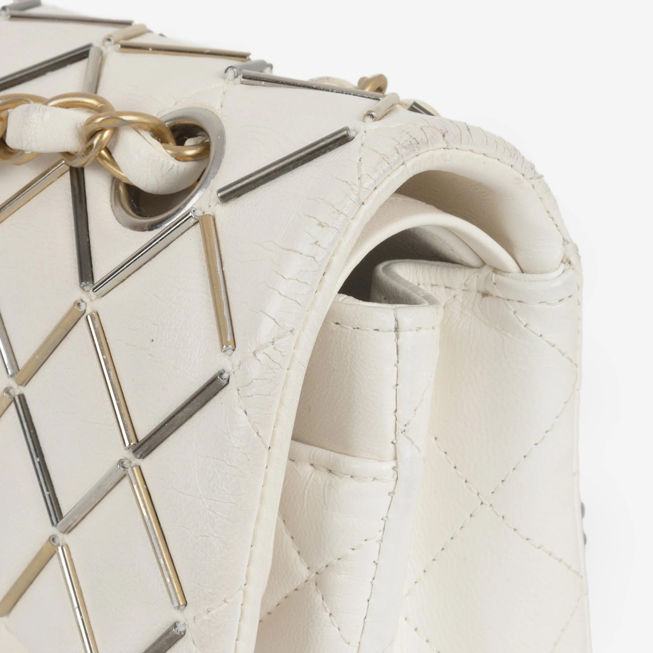 Chanel Small Matelasse Classic Flap - White Lambskin | Bi-colour Hardware - Image 6