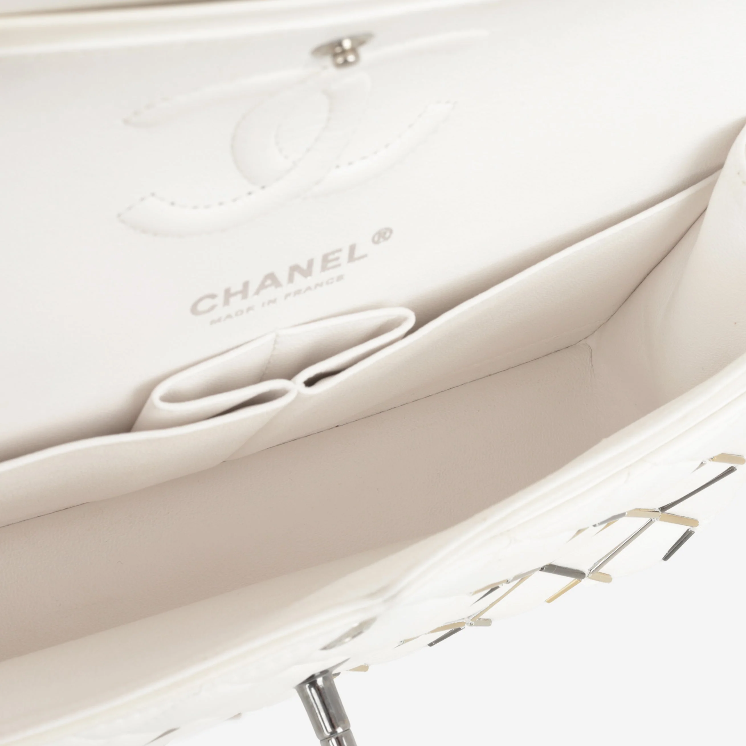 Chanel Small Matelasse Classic Flap - White Lambskin | Bi-colour Hardware - Image 7