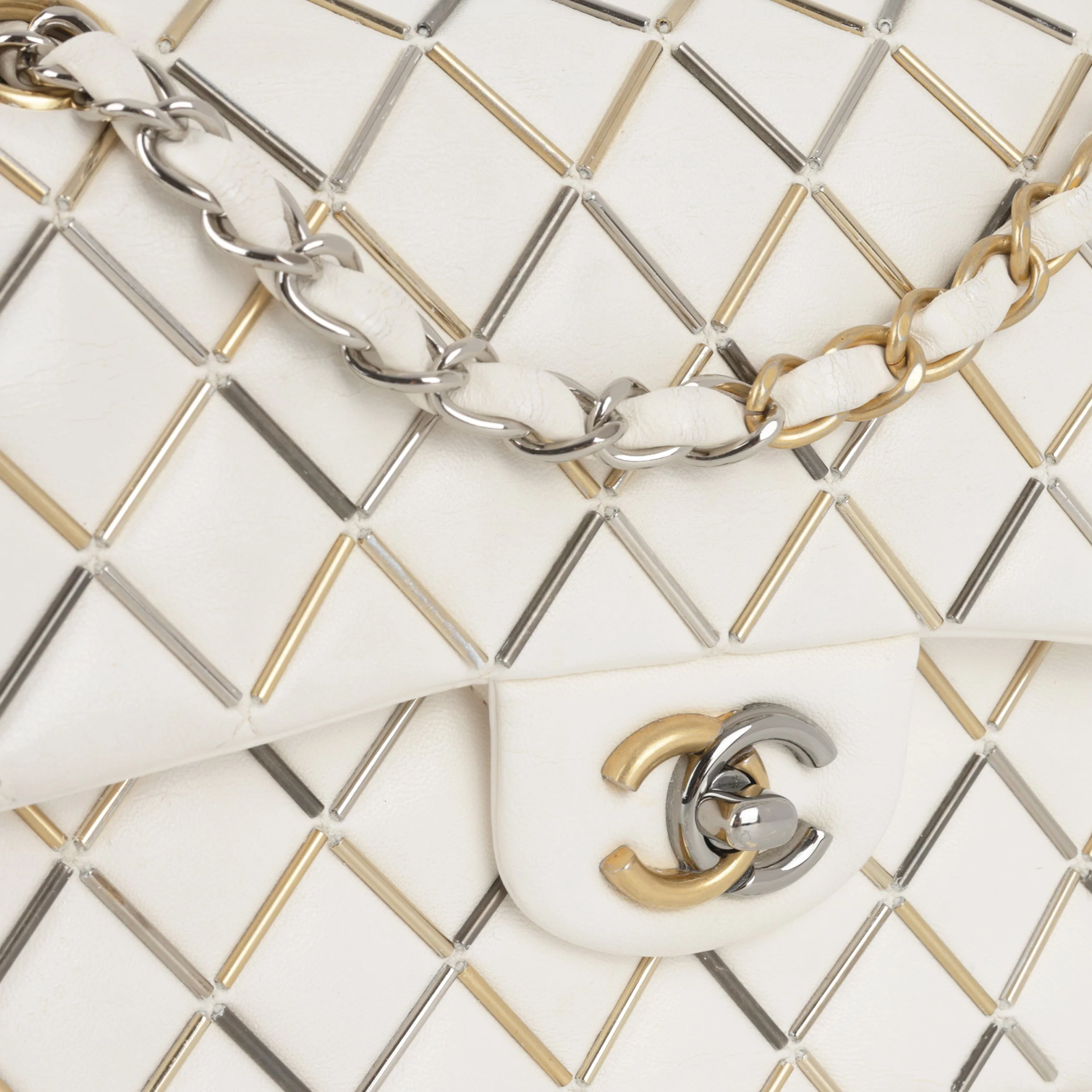 Chanel Small Matelasse Classic Flap - White Lambskin | Bi-colour Hardware - Image 9