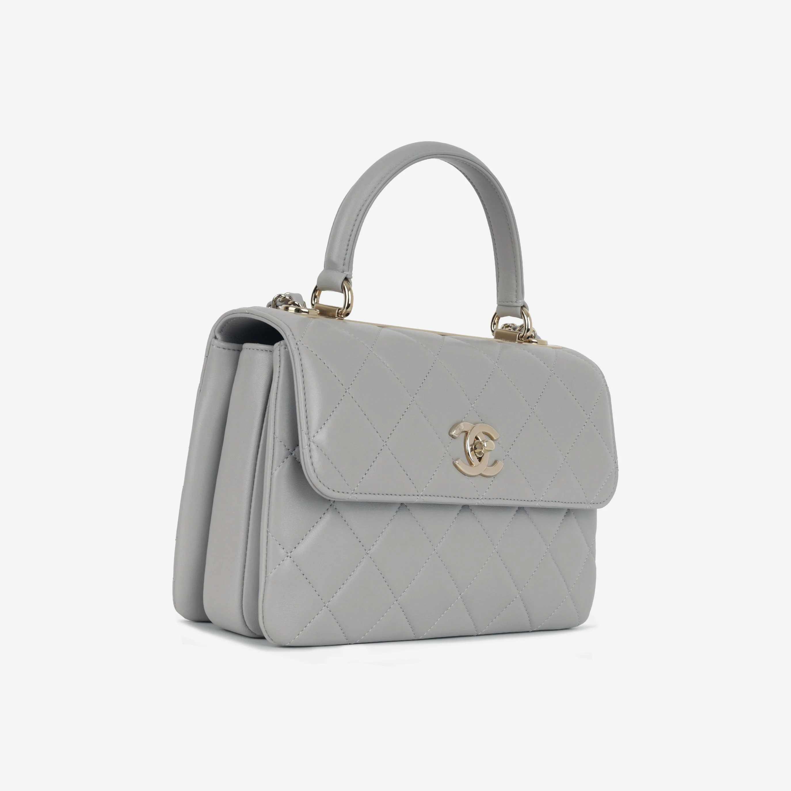 Chanel Small Trendy CC Flap Bag - Light Grey Lambskin | Champagne Gold Hardware - Image 3