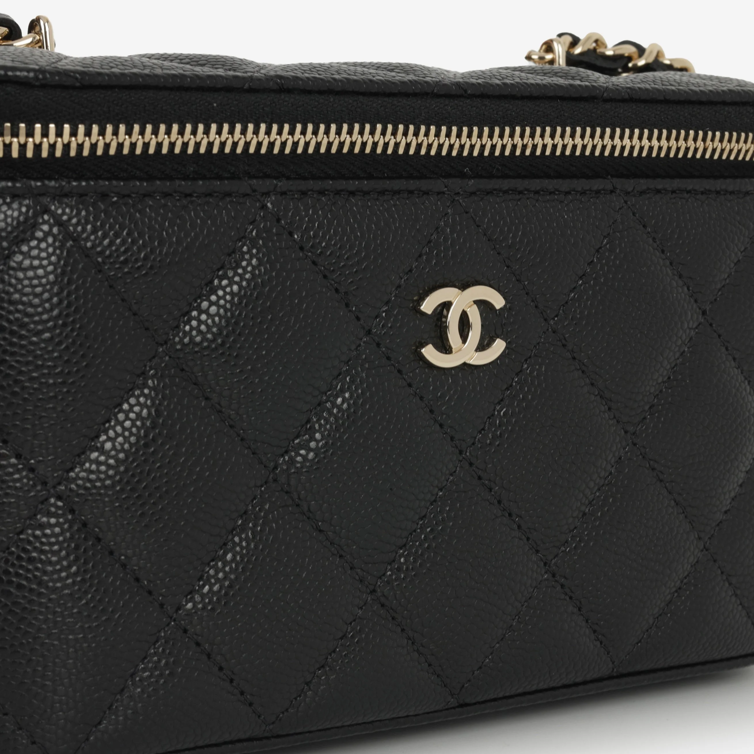 Chanel Small Vanity on Chain - Black Caviar | Champagne Gold Hardware - Image 7
