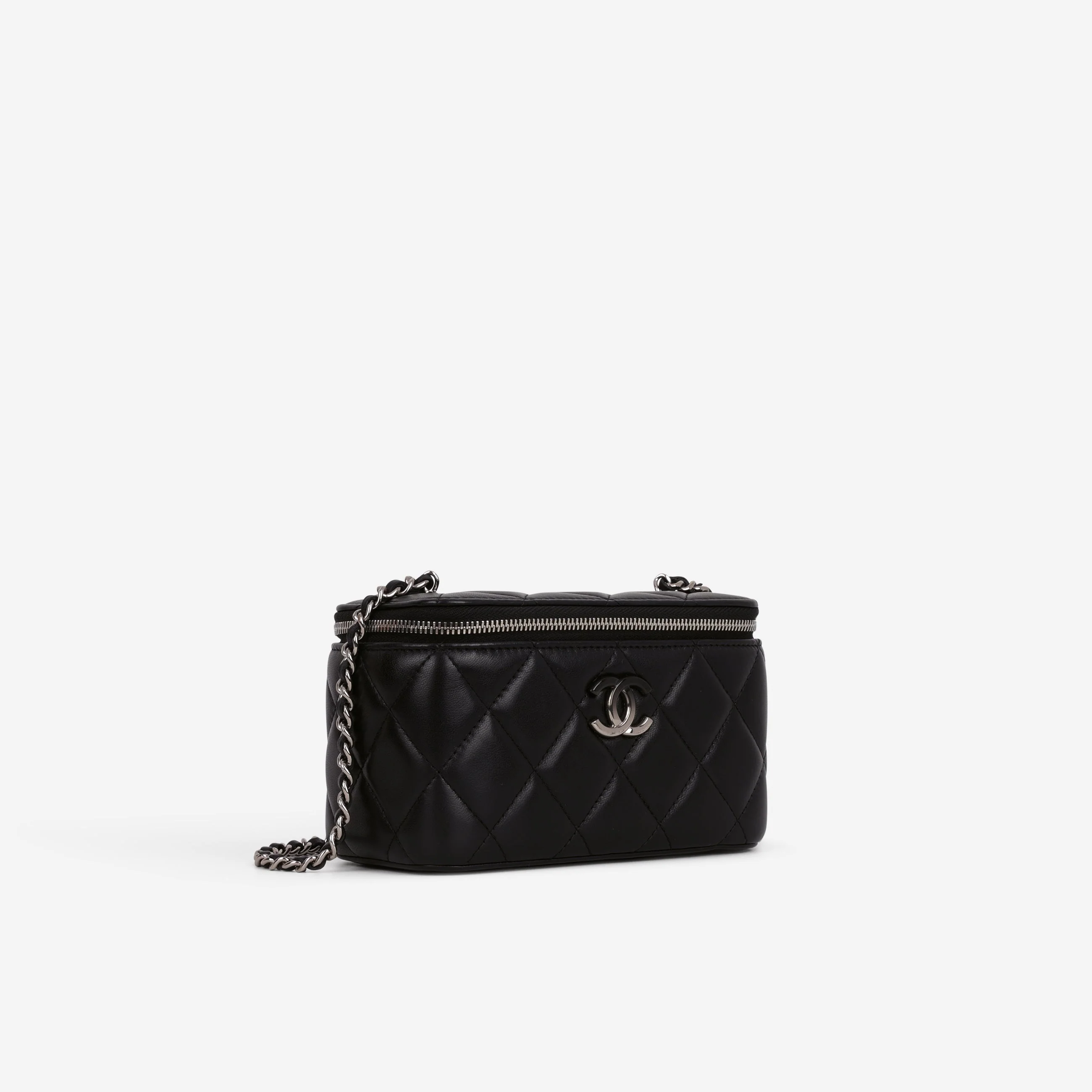 Chanel Small Vanity on Chain - Black Lambskin | Silver Hardware - Image 2