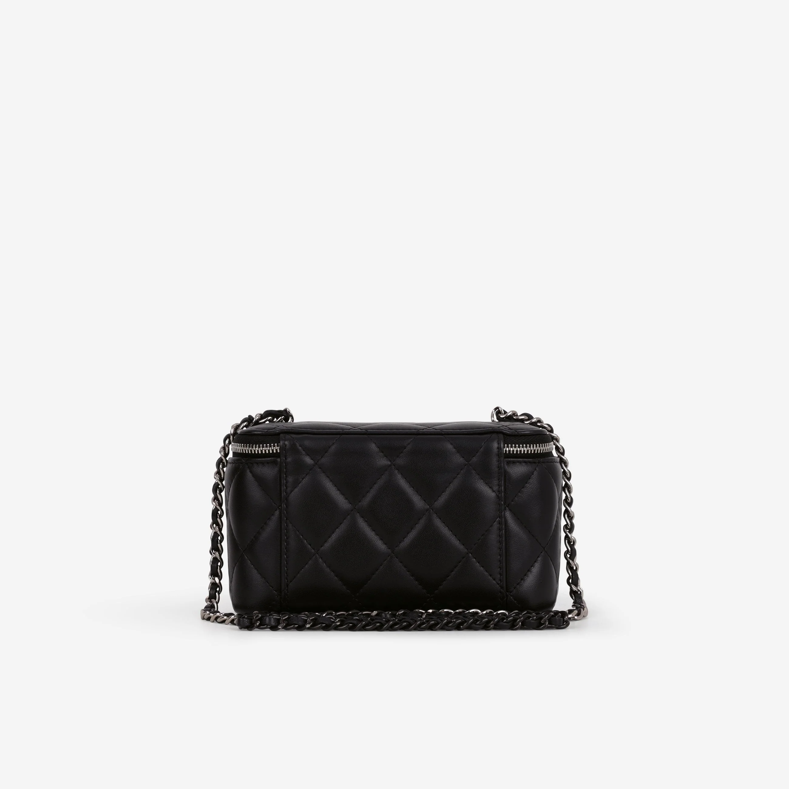 Chanel Small Vanity on Chain - Black Lambskin | Silver Hardware - Image 4