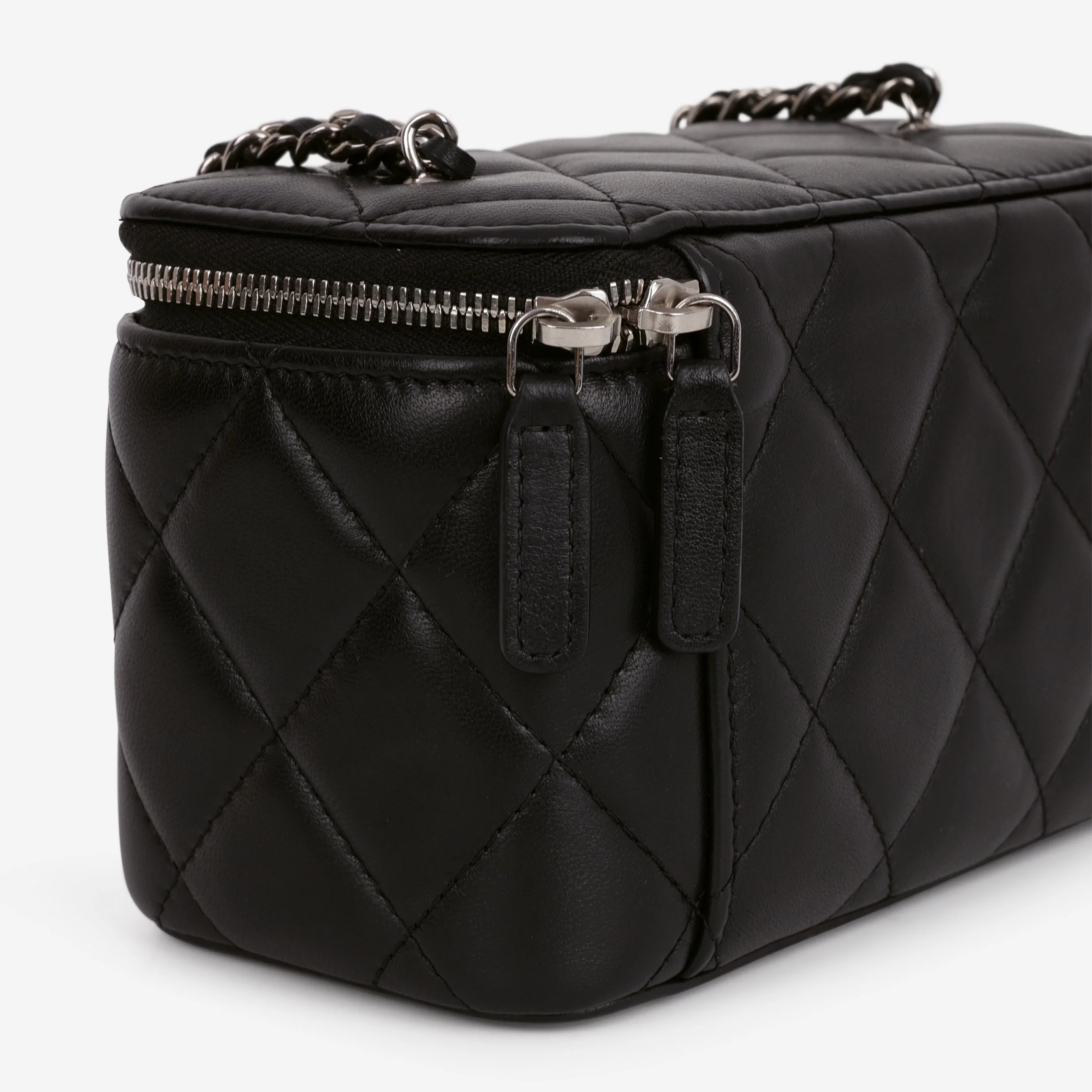 Chanel Small Vanity on Chain - Black Lambskin | Silver Hardware - Image 5