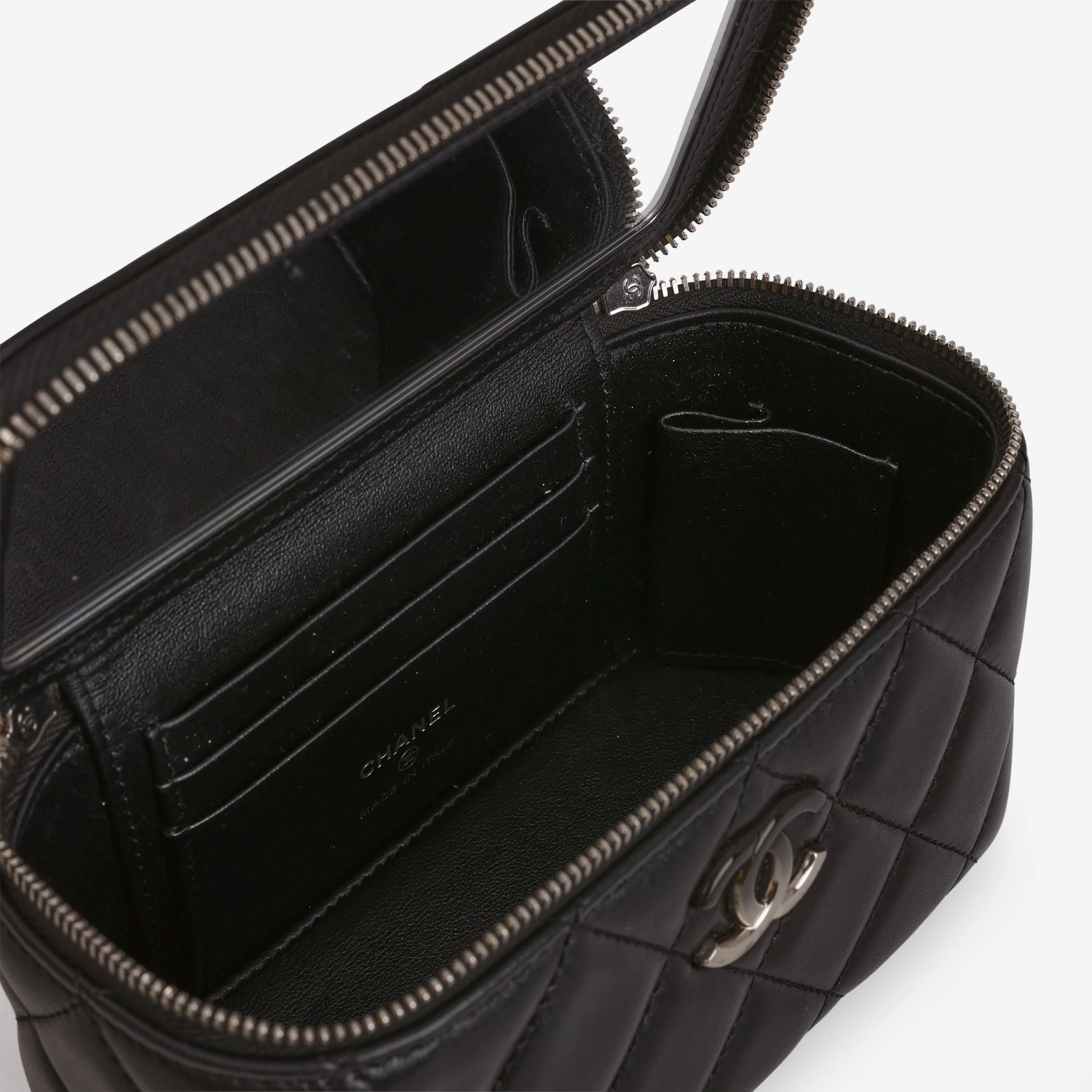 Chanel Small Vanity on Chain - Black Lambskin | Silver Hardware - Image 7