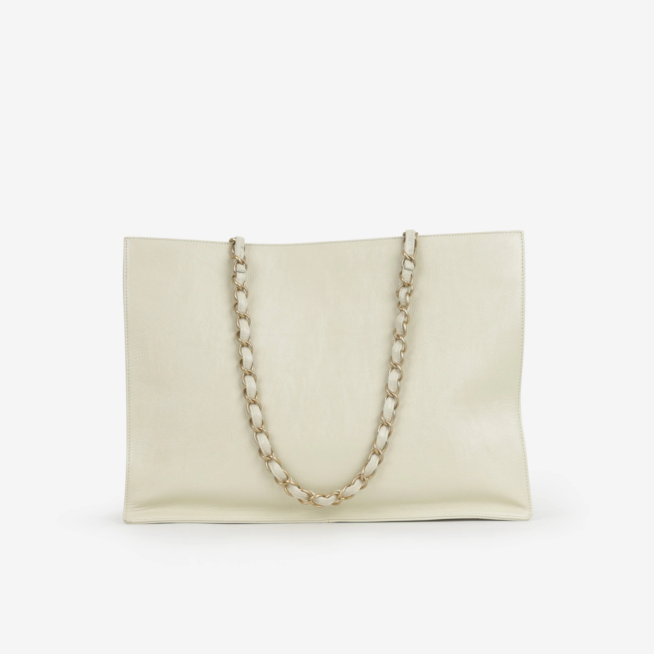 Chanel Timeless CC Shopping Tote - Ivory Crumpled Calfskin | Aged Gold Hardware - Image 3