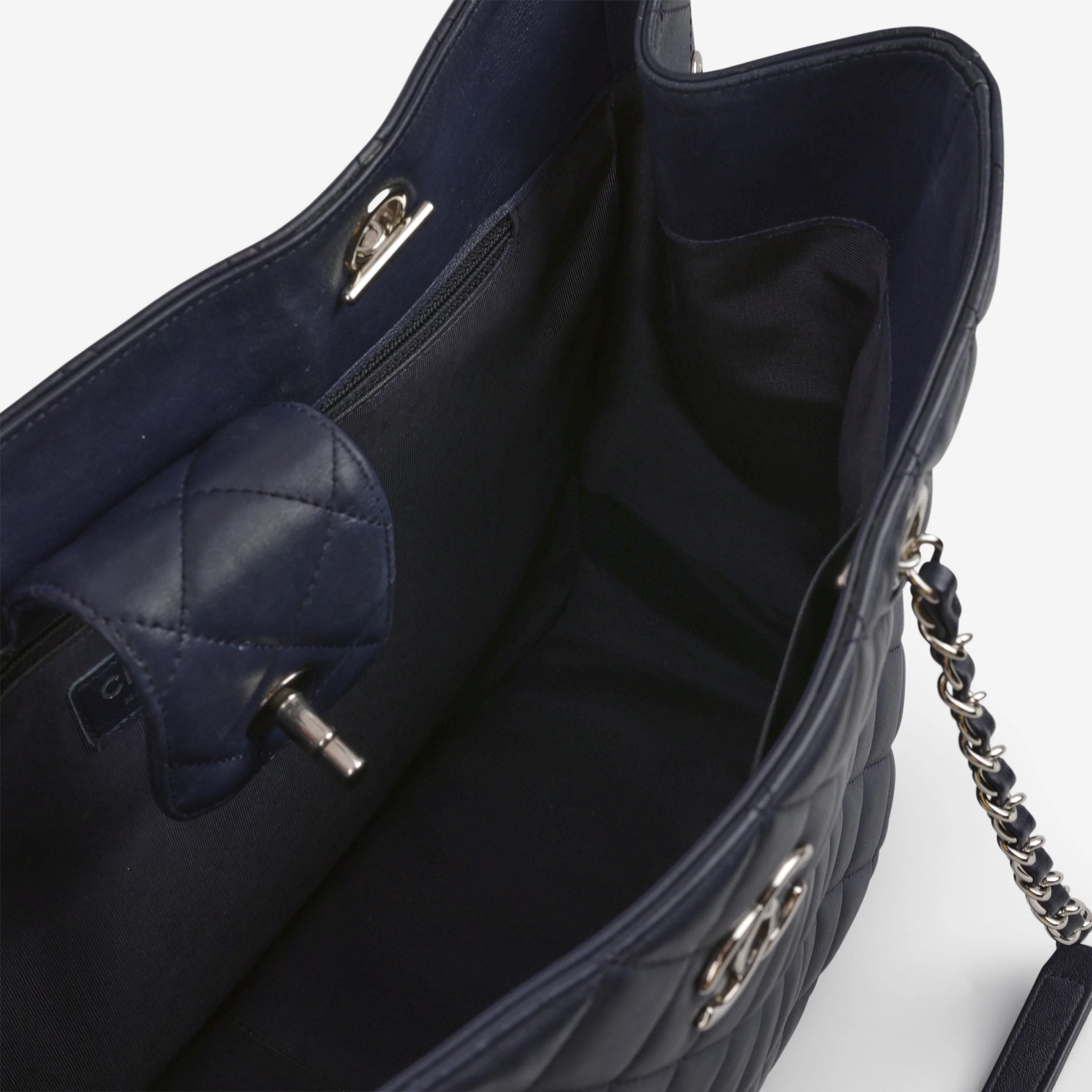 Chanel Timeless CC Shopping Tote - Navy Lambskin | Silver Hardware - Image 5