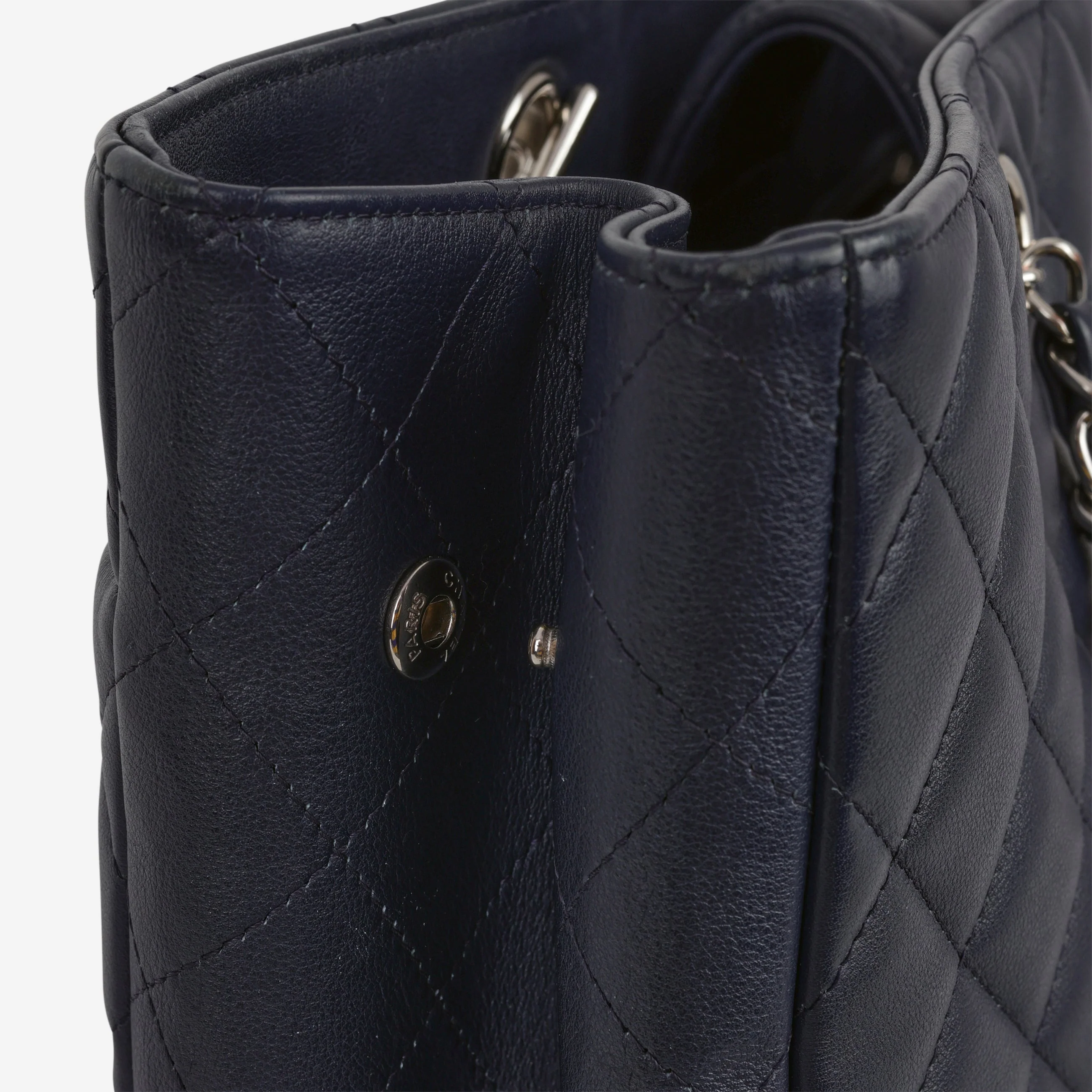 Chanel Timeless CC Shopping Tote - Navy Lambskin | Silver Hardware - Image 7
