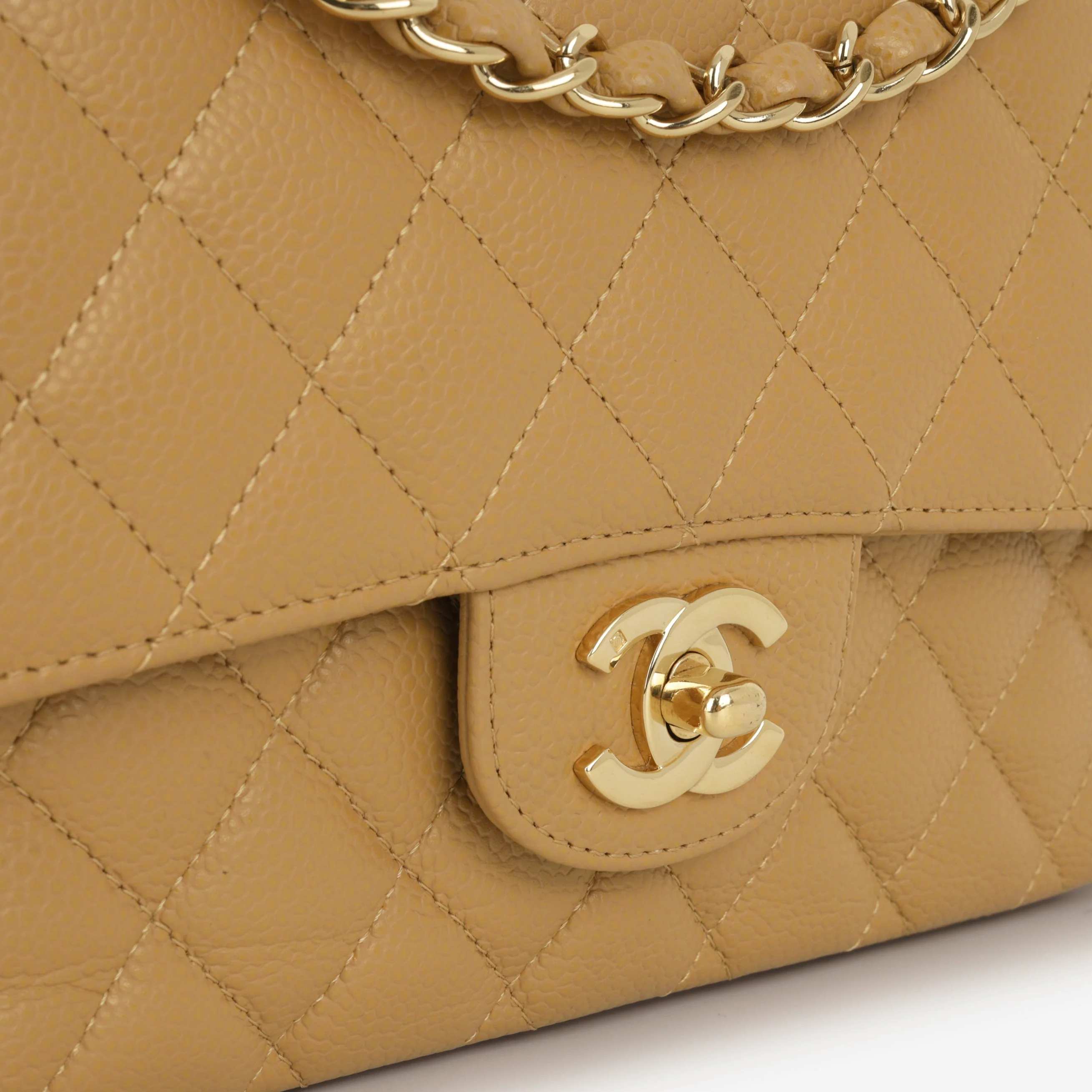 Chanel Vintage Medium Classic Flap - Beige Caviar | Gold Hardware - Image 7