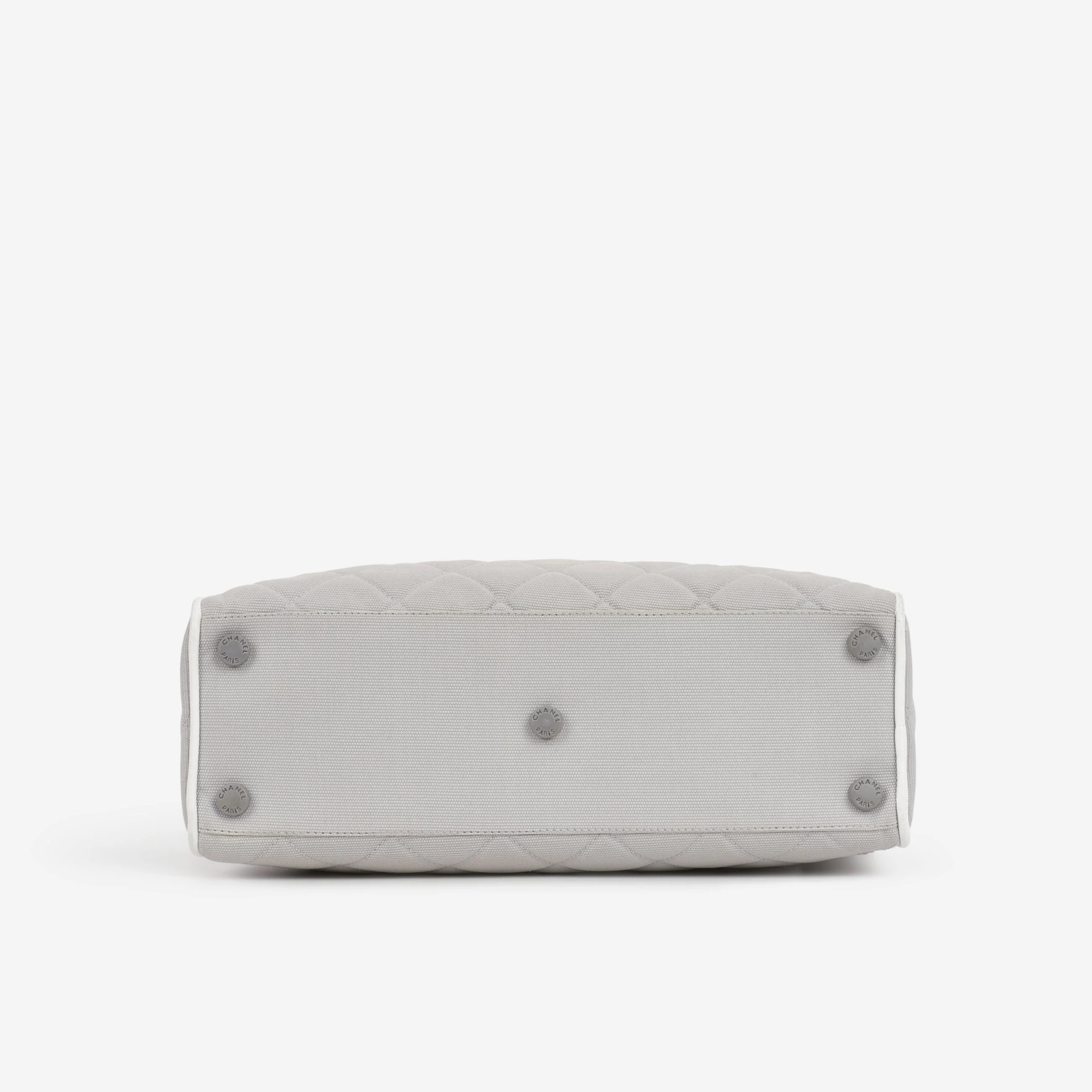 Chanel Vintage Mini Boston Bowling Bag - Grey Canvas | Silver Hardware - Image 4