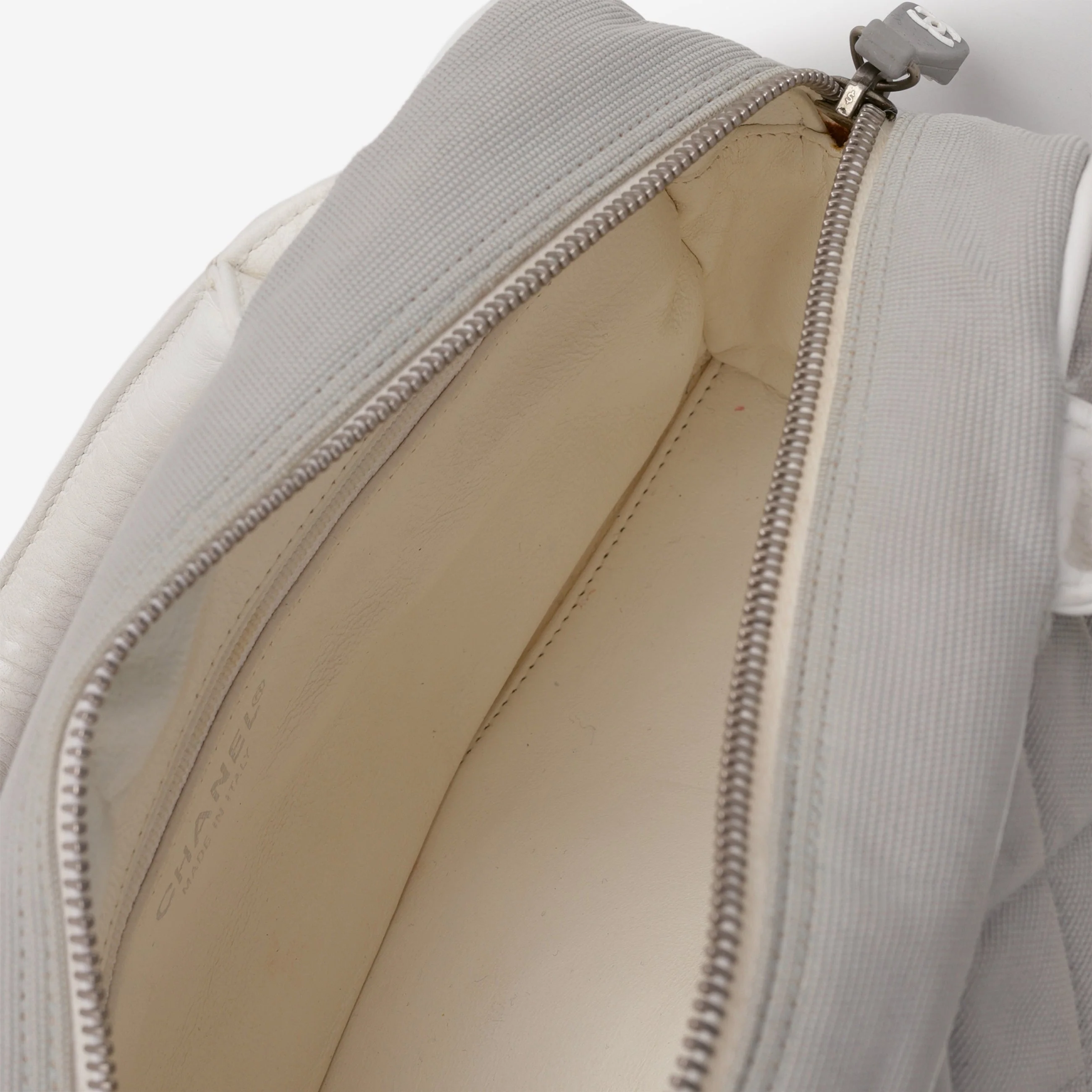 Chanel Vintage Mini Boston Bowling Bag - Grey Canvas | Silver Hardware - Image 5