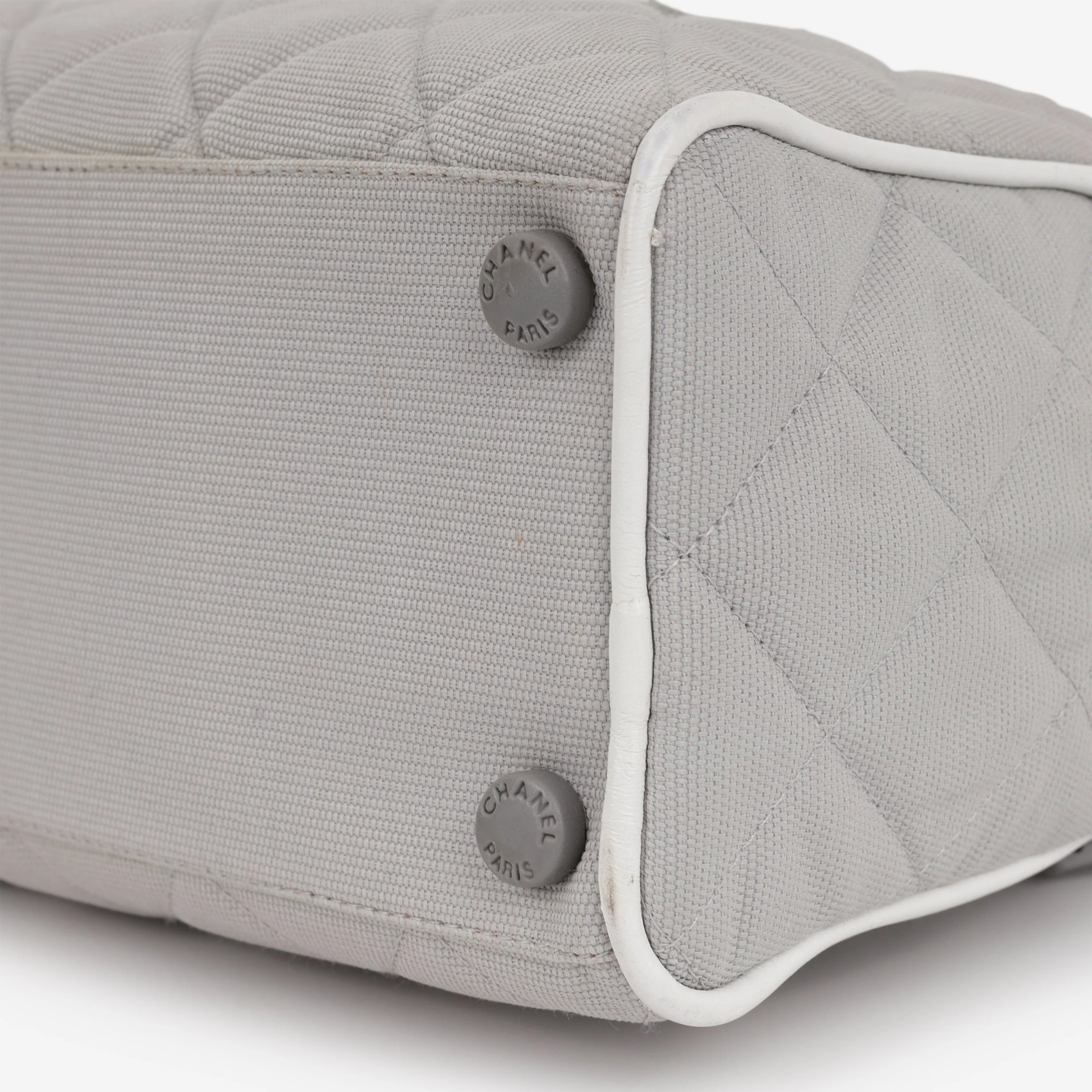 Chanel Vintage Mini Boston Bowling Bag - Grey Canvas | Silver Hardware - Image 6