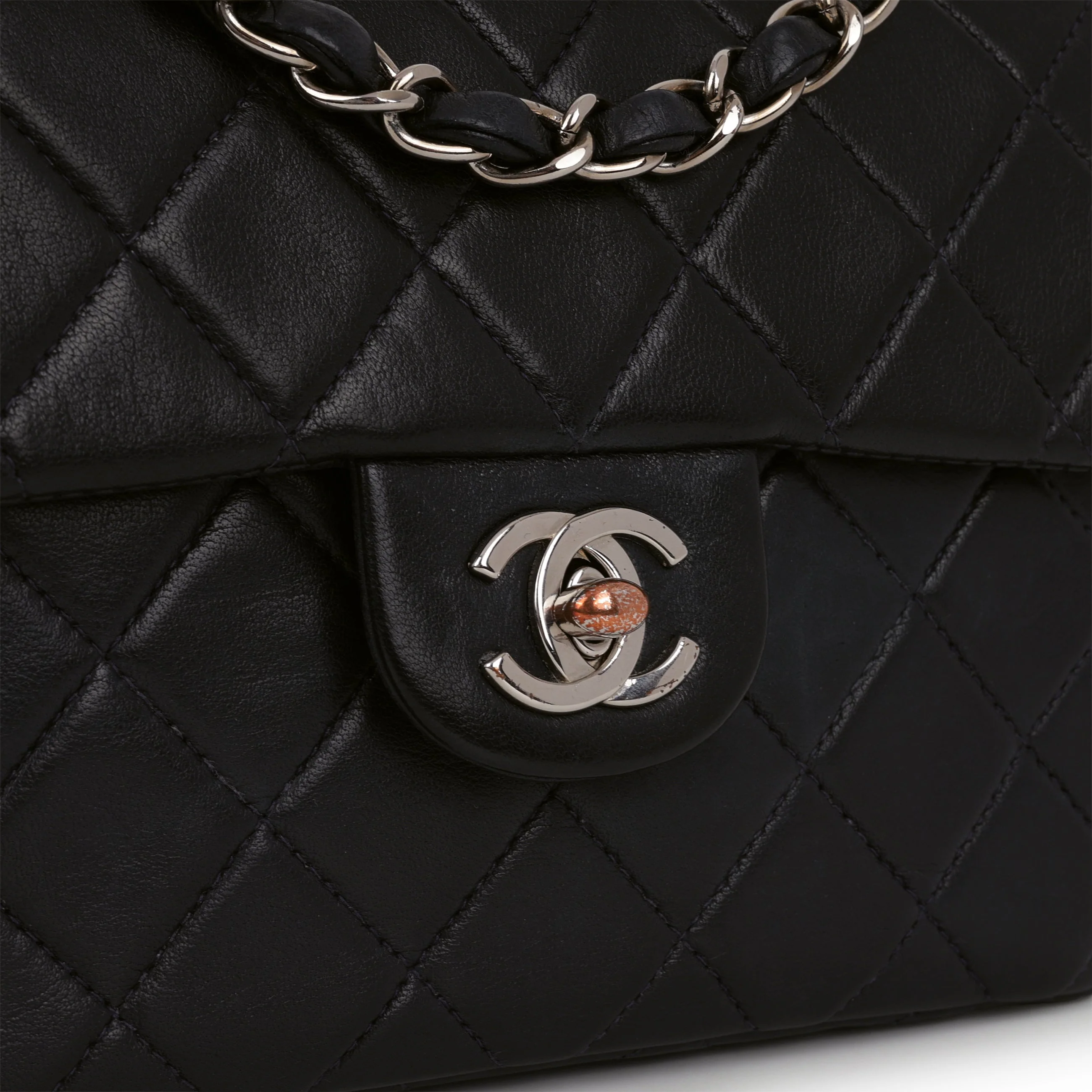 Chanel Vintage Mini Square Flap - Navy Lambskin | Silver Hardware - Image 13