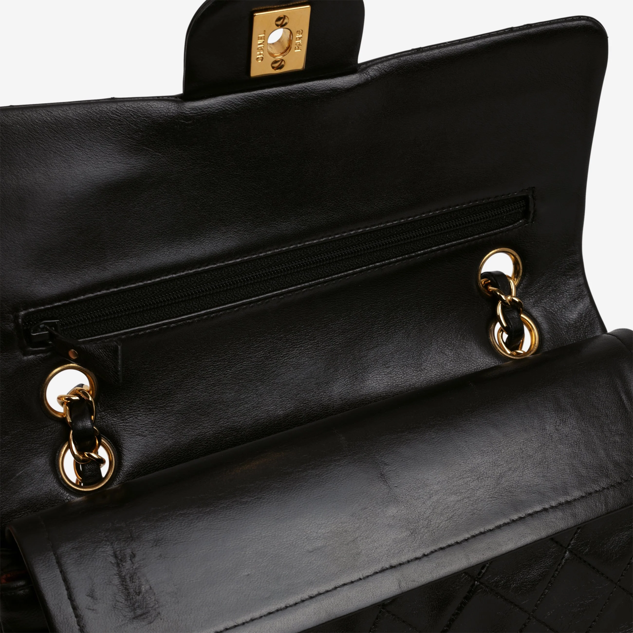 Chanel Vintage Small Classic Flap - Black Lambskin | Gold Hardware - Image 5