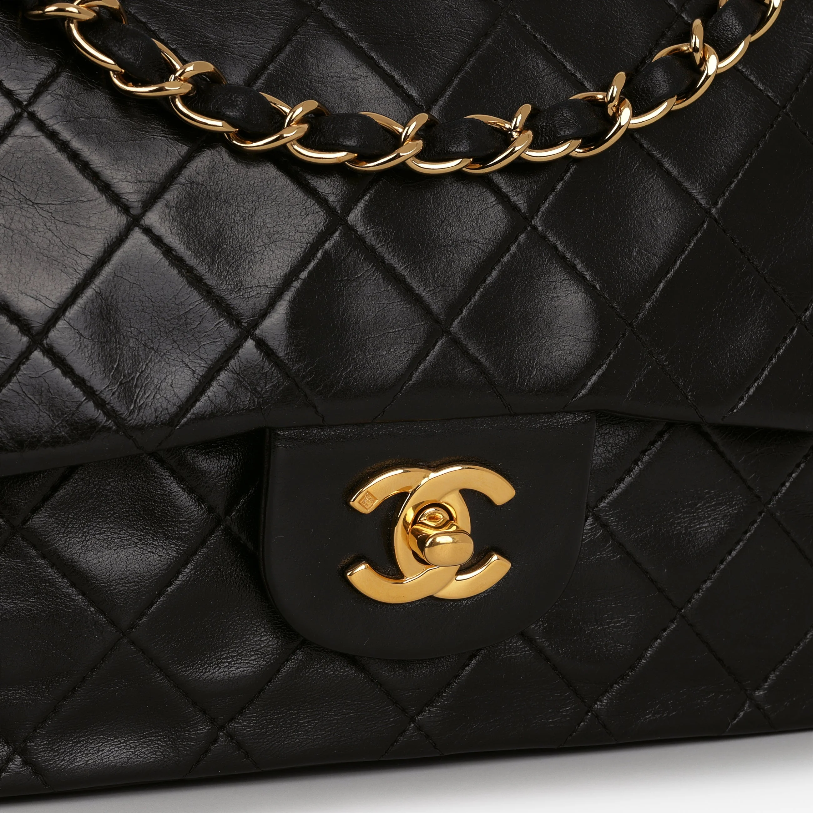 Chanel Vintage Small Classic Flap - Black Lambskin | Gold Hardware - Image 8