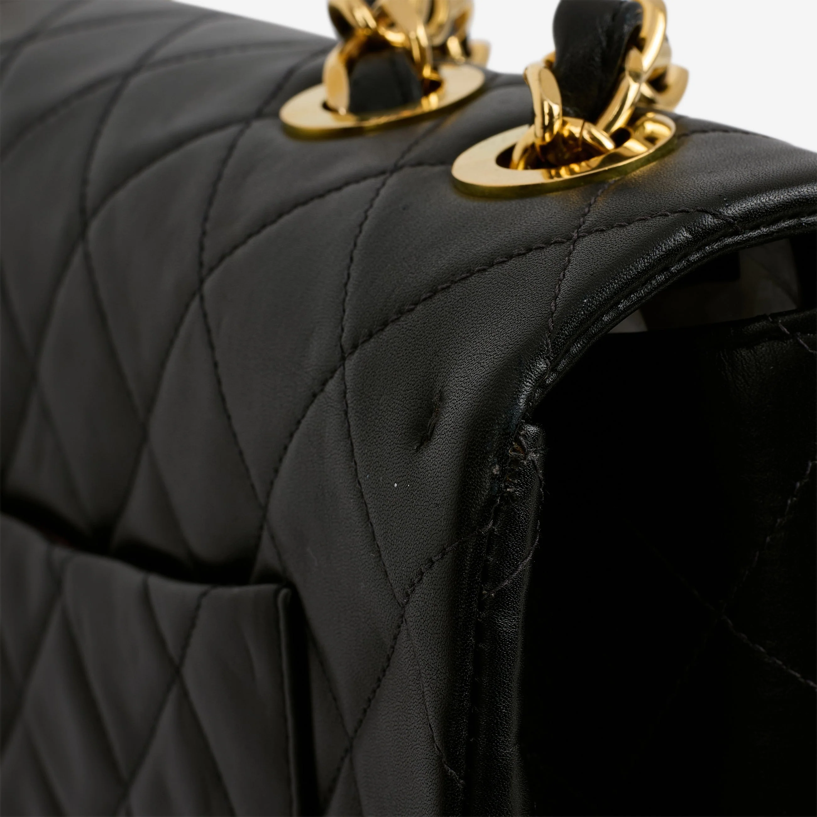 Chanel Vintage XL Single Flap - Black Lambskin | Gold Hardware - Image 10