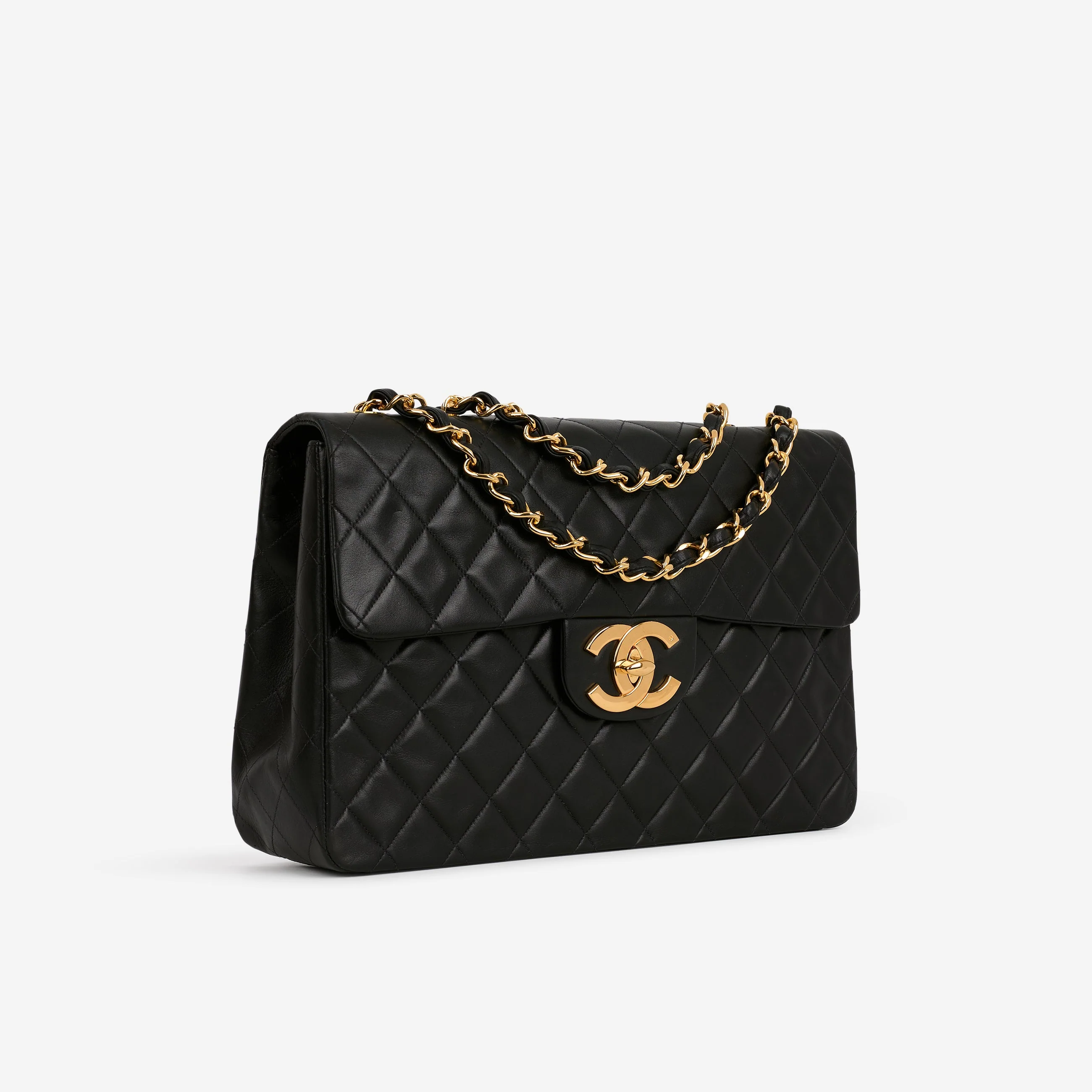 Chanel Vintage XL Single Flap - Black Lambskin | Gold Hardware - Image 2