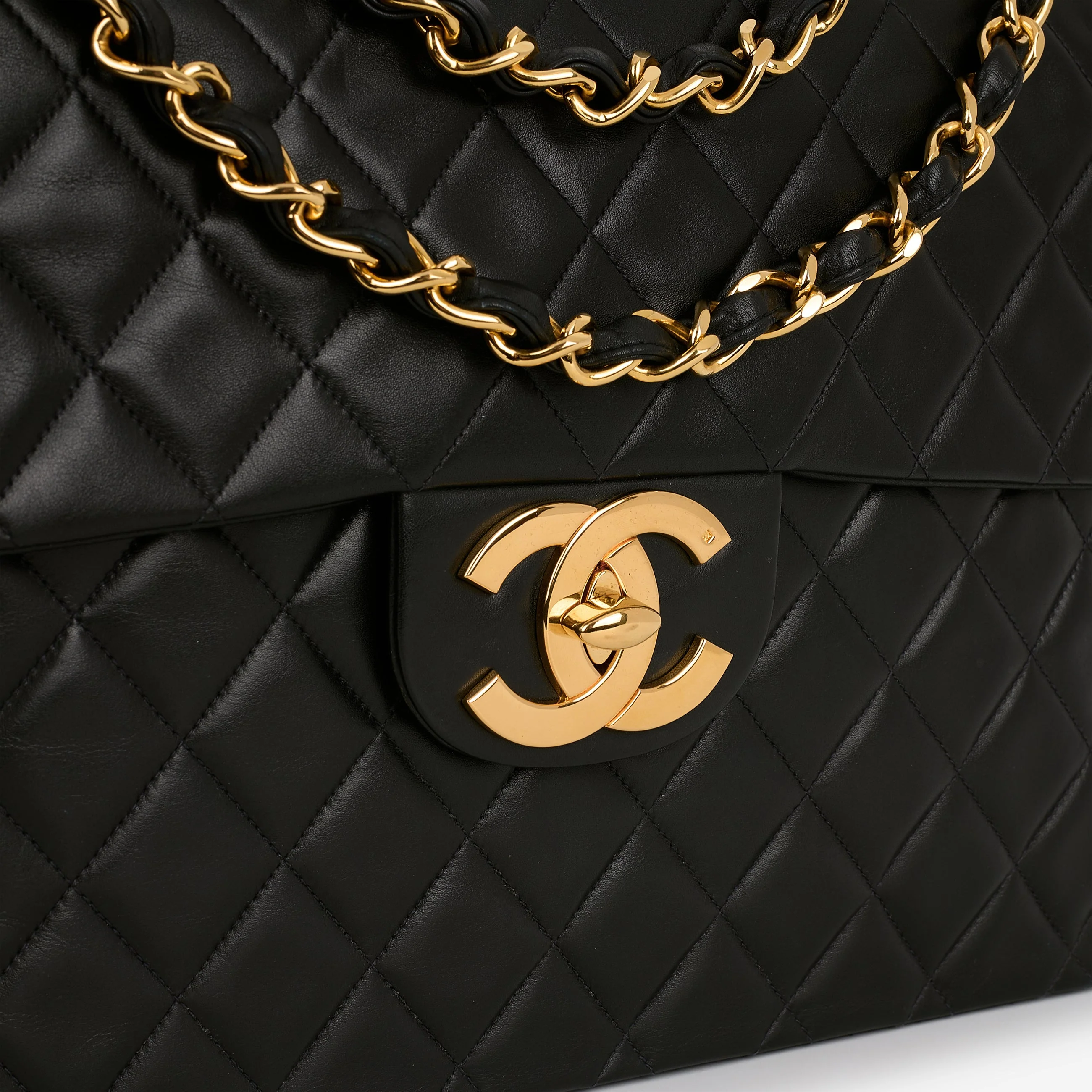 Chanel Vintage XL Single Flap - Black Lambskin | Gold Hardware - Image 3