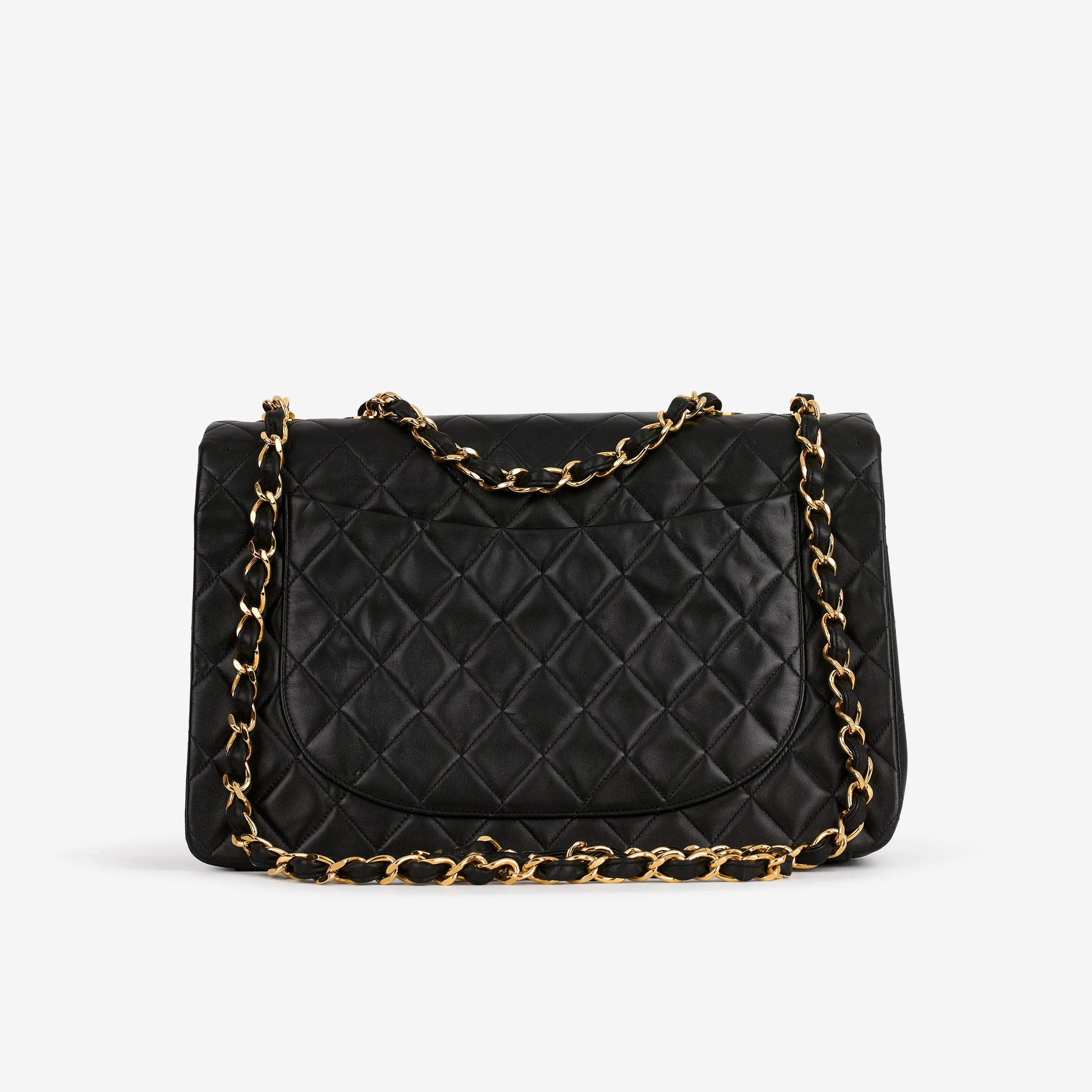 Chanel Vintage XL Single Flap - Black Lambskin | Gold Hardware - Image 5