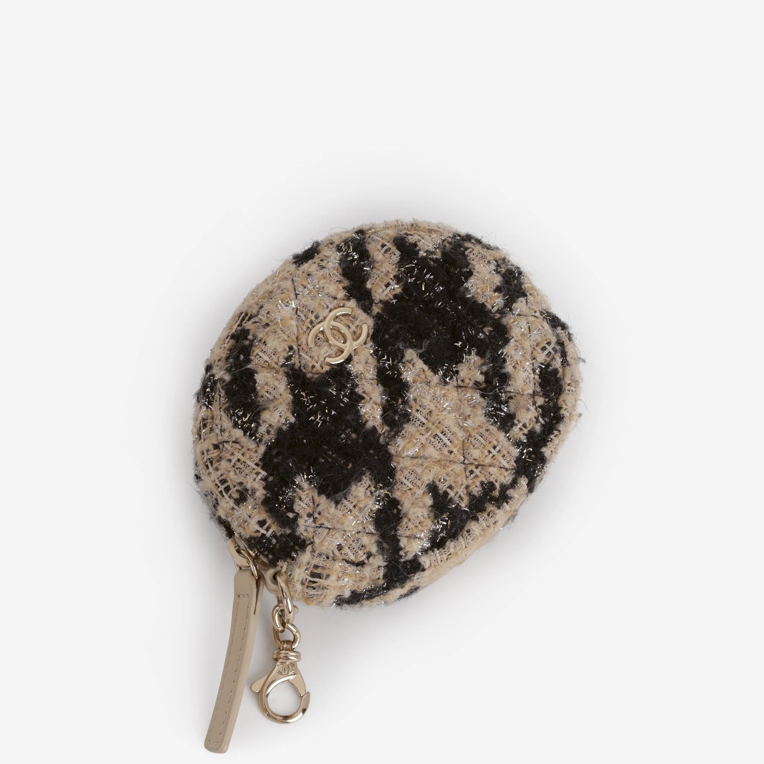 Chanel Wallet On Chain - Black / Beige Houndstooth | Champagne Gold Hardware - Image 5