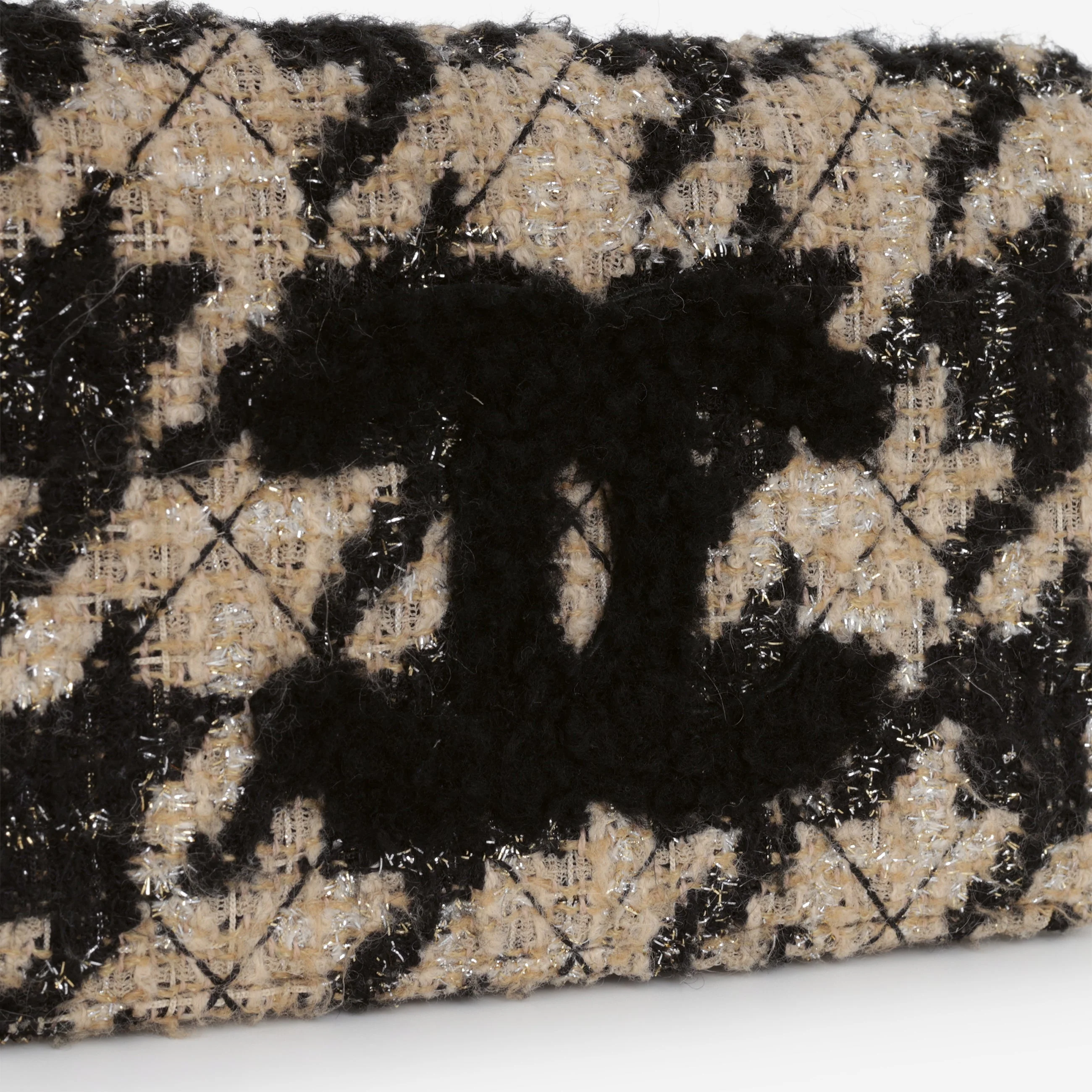 Chanel Wallet On Chain - Black / Beige Houndstooth | Champagne Gold Hardware - Image 9