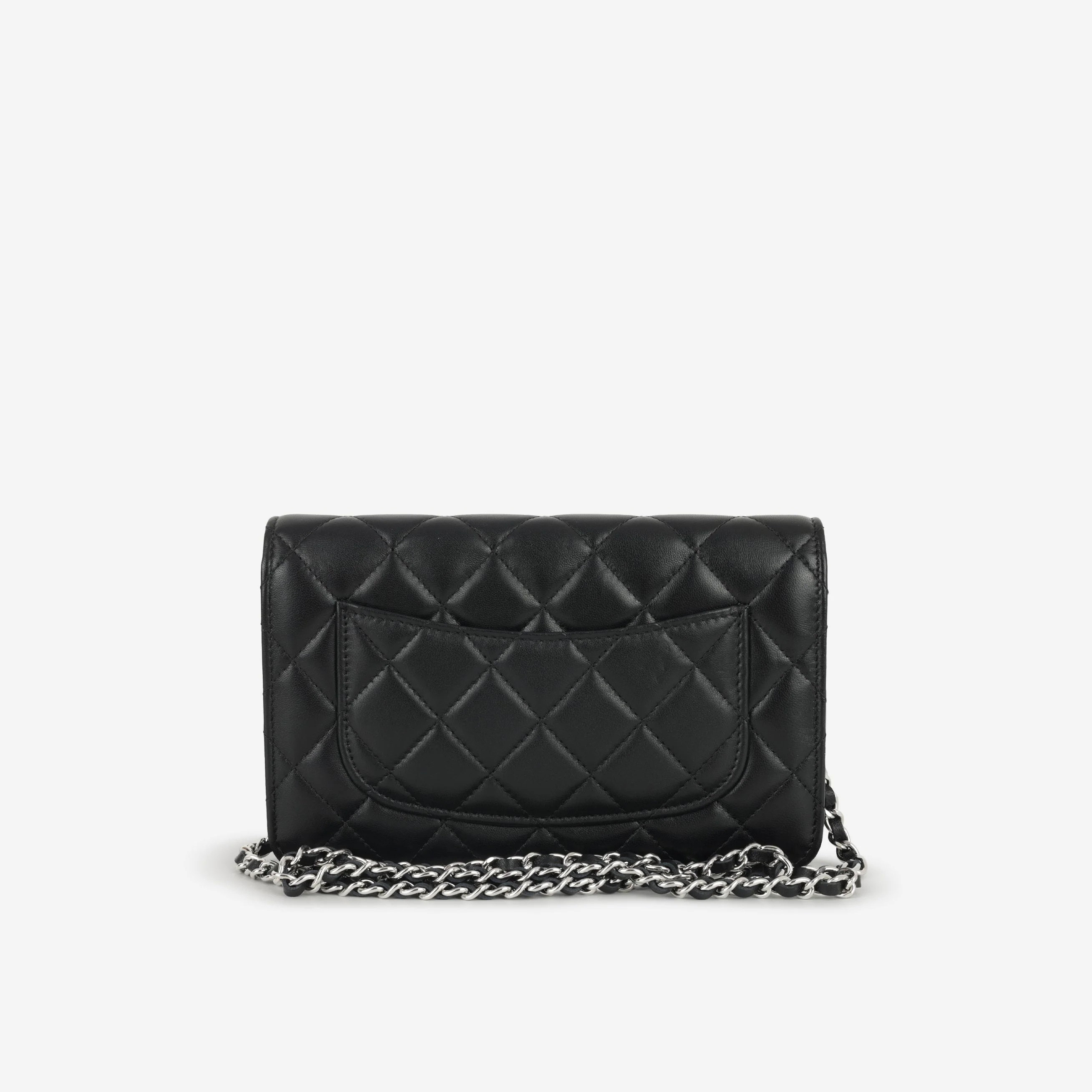 Chanel Wallet On Chain - Black Lambskin with Strass CC | Silver Hardware - Image 3