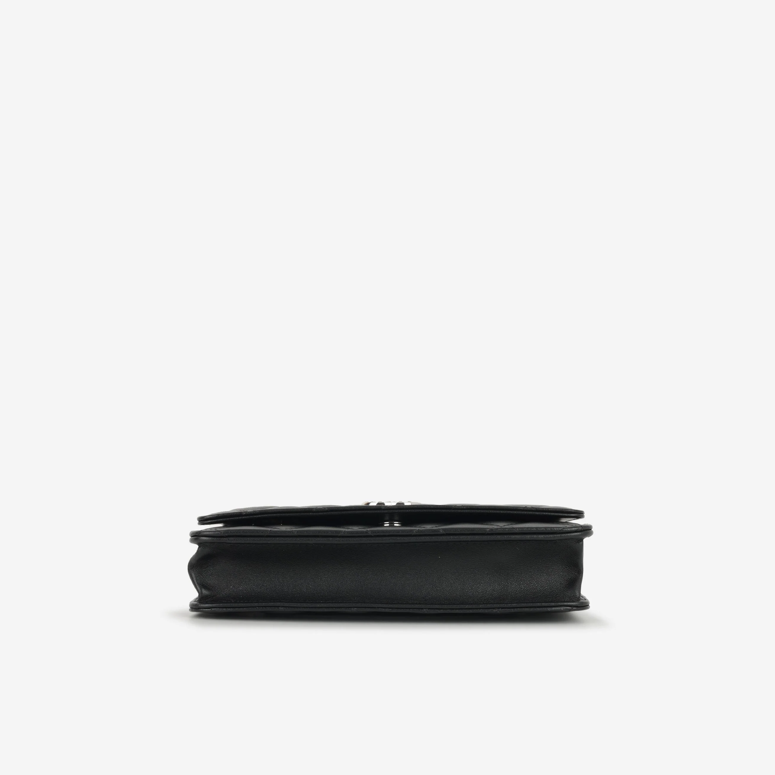 Chanel Wallet On Chain - Black Lambskin with Strass CC | Silver Hardware - Image 4