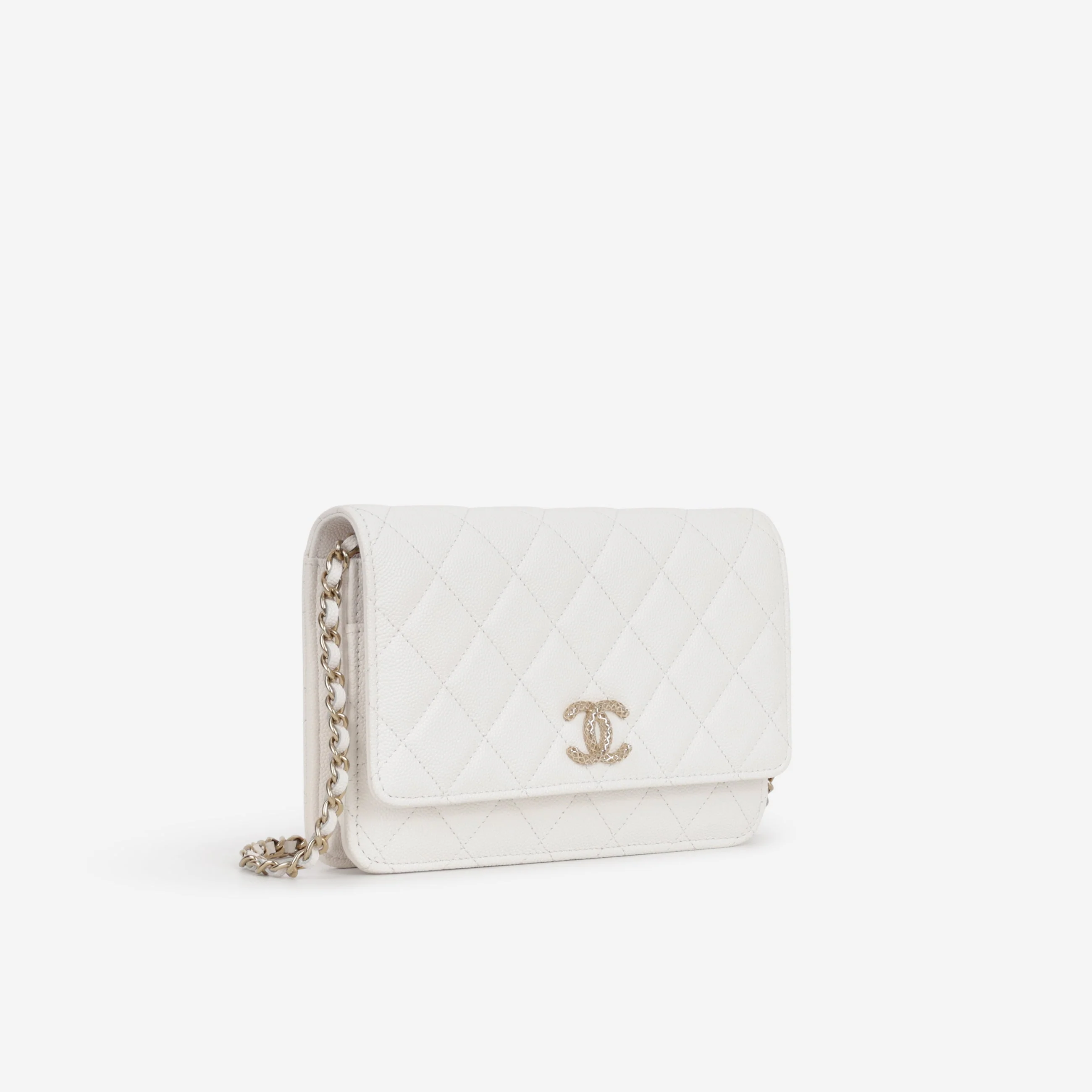 Chanel Wallet On Chain - White Caviar | Champagne Gold Hardware - Image 2