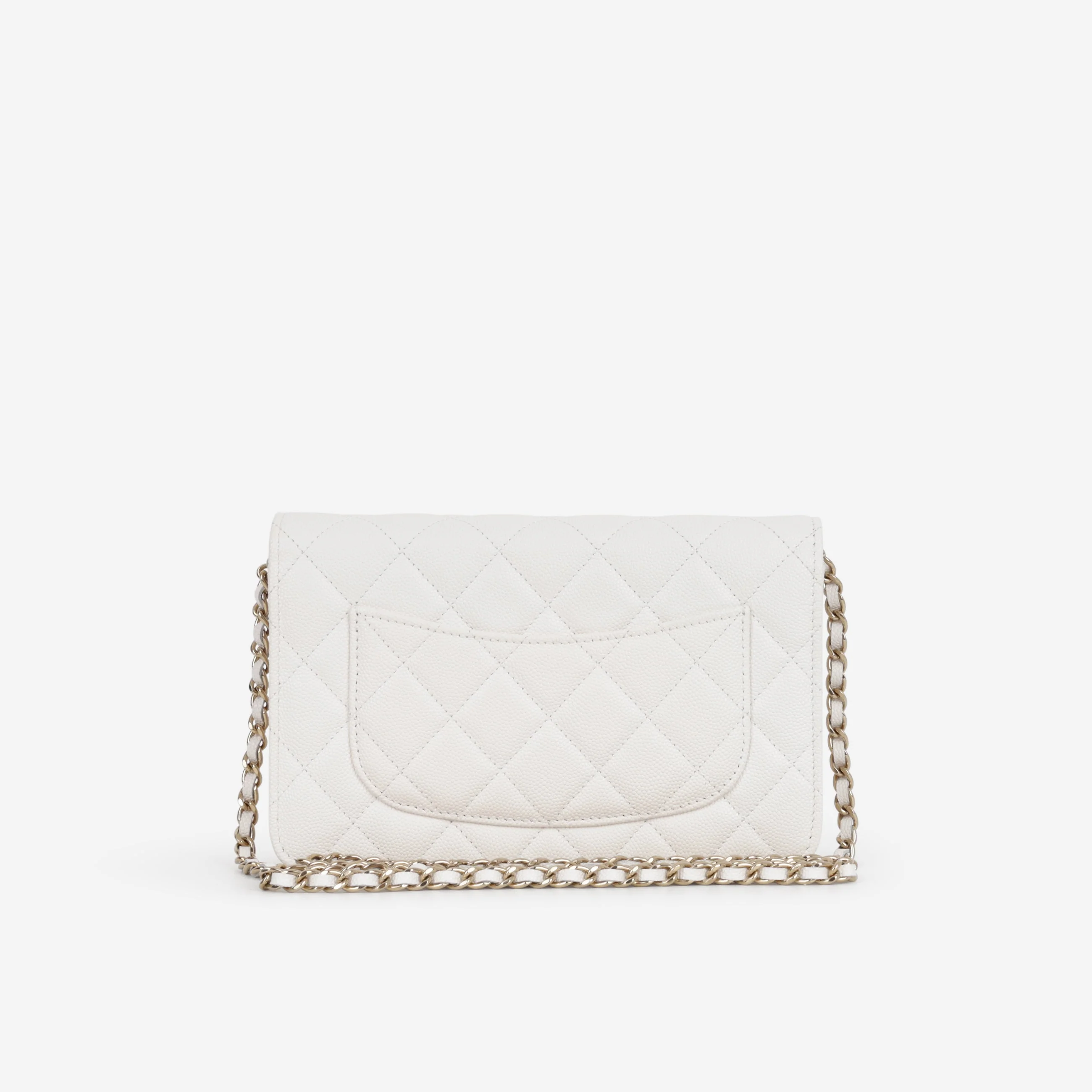 Chanel Wallet On Chain - White Caviar | Champagne Gold Hardware - Image 4