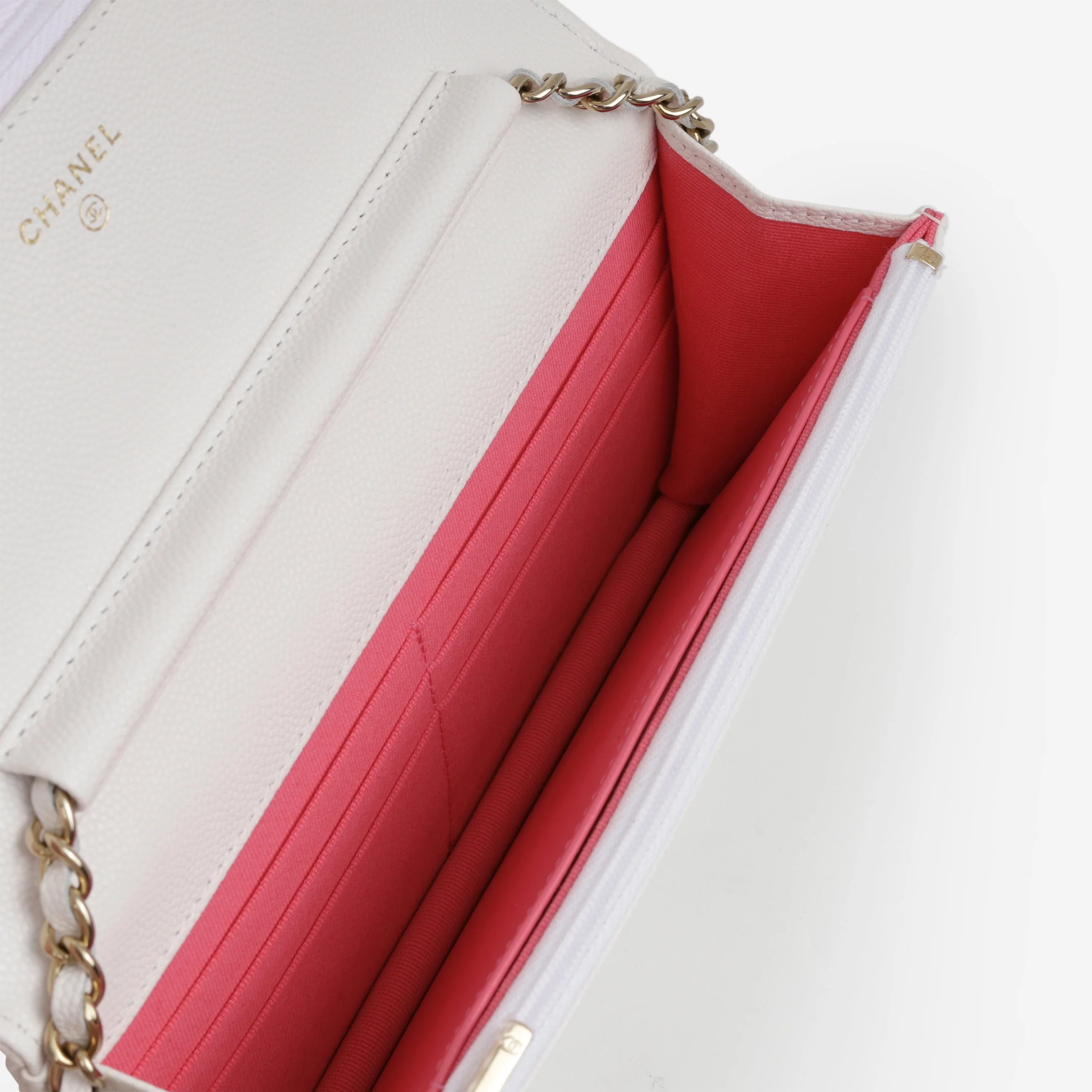 Chanel Wallet On Chain - White Caviar | Champagne Gold Hardware - Image 6
