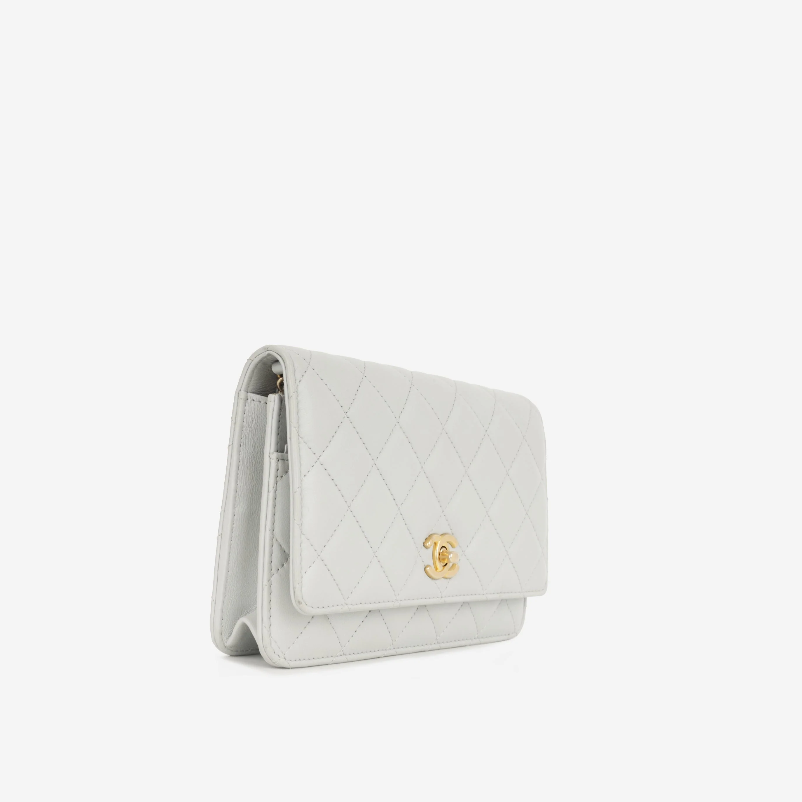 Chanel Pearl Crush Wallet On Chain - Grey Lambskin | Gold Hardware - Image 2