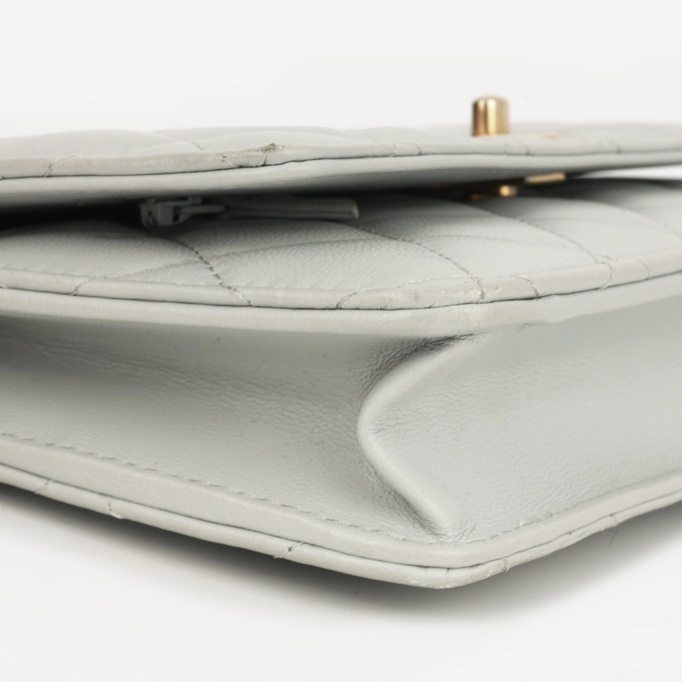 Chanel Pearl Crush Wallet On Chain - Grey Lambskin | Gold Hardware - Image 9