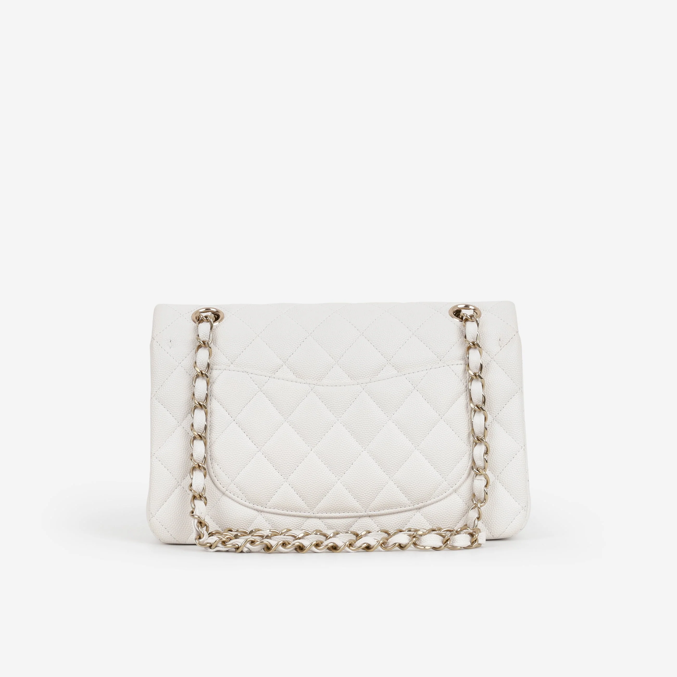 Chanel Small Classic Flap - White Caviar | Champagne Gold Hardware - Image 5
