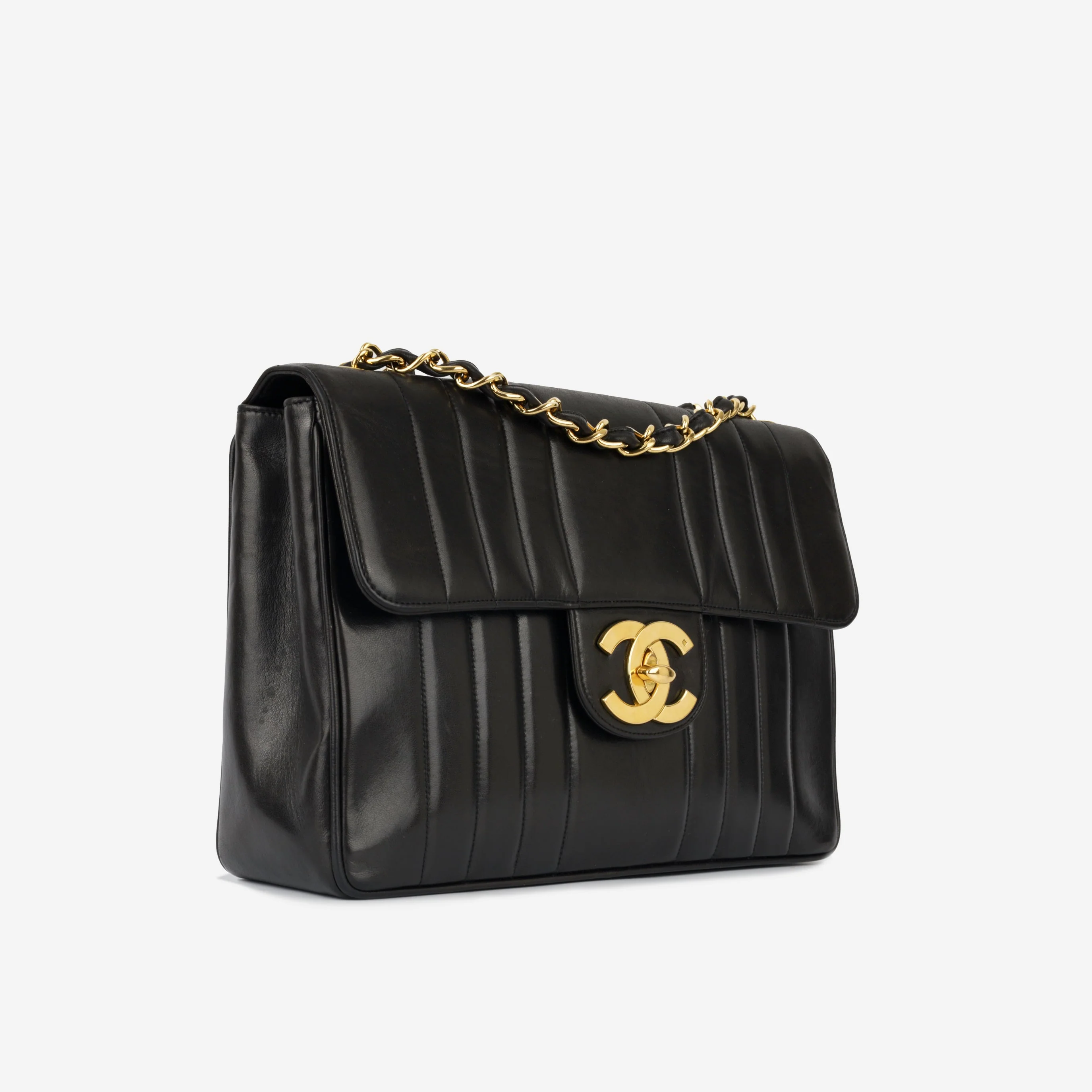 Chanel Vintage Chanel Mademoiselle Flap Bag - Black Vertical Lambskin | Gold Hardware - Image 2