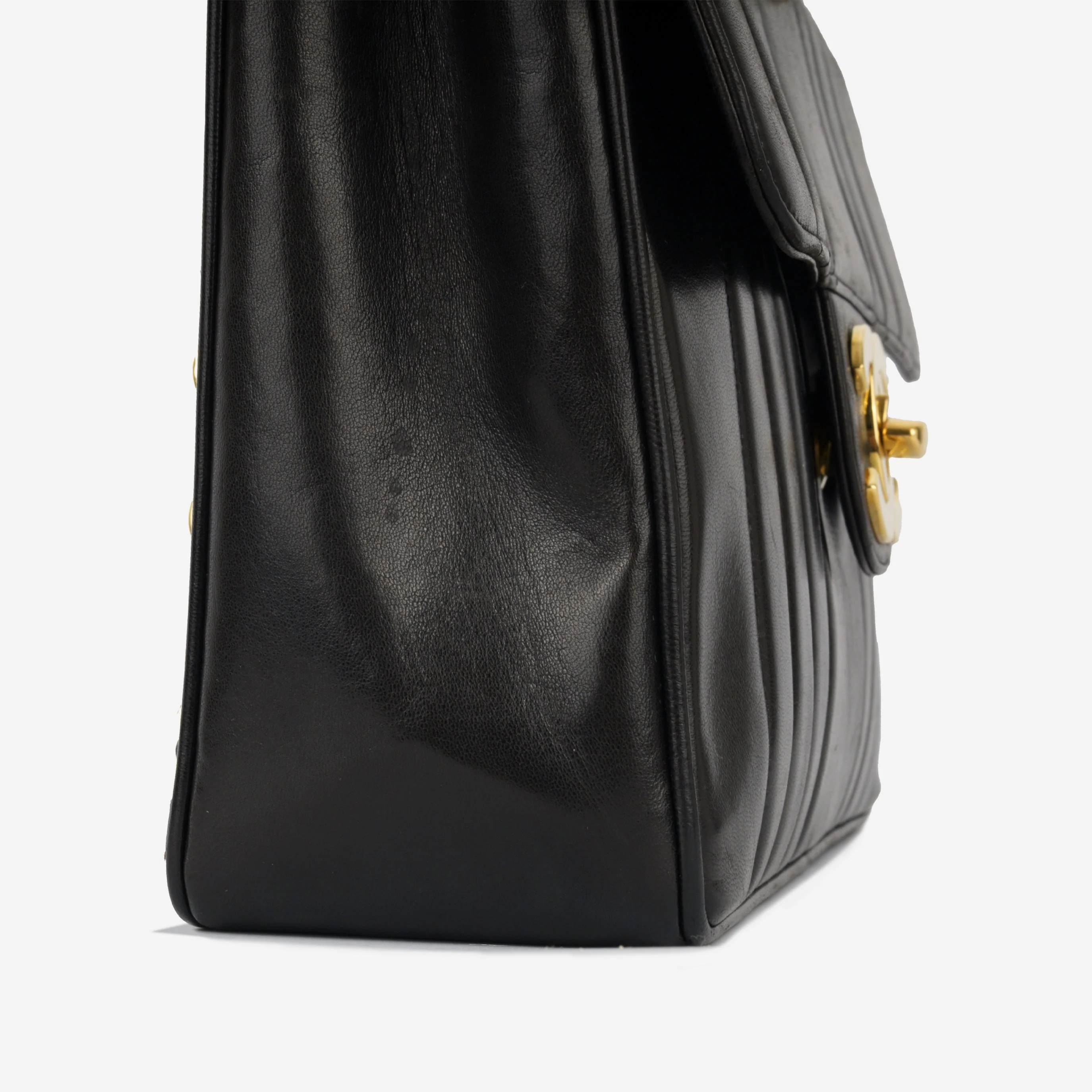 Chanel Vintage Chanel Mademoiselle Flap Bag - Black Vertical Lambskin | Gold Hardware - Image 3