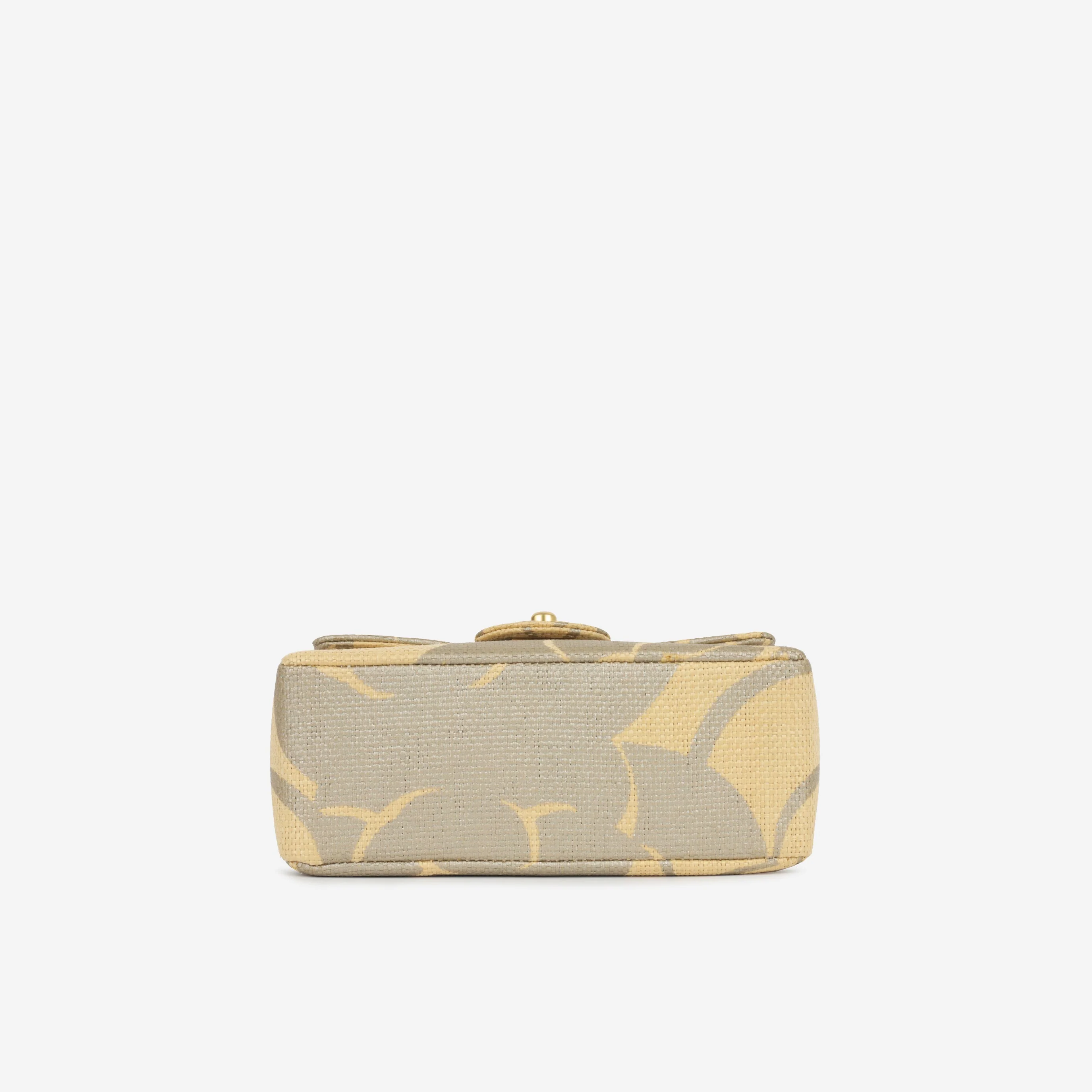 Chanel Vintage Mini Square - Beige Camellia Raffia | Antique Gold Hardware - Image 3