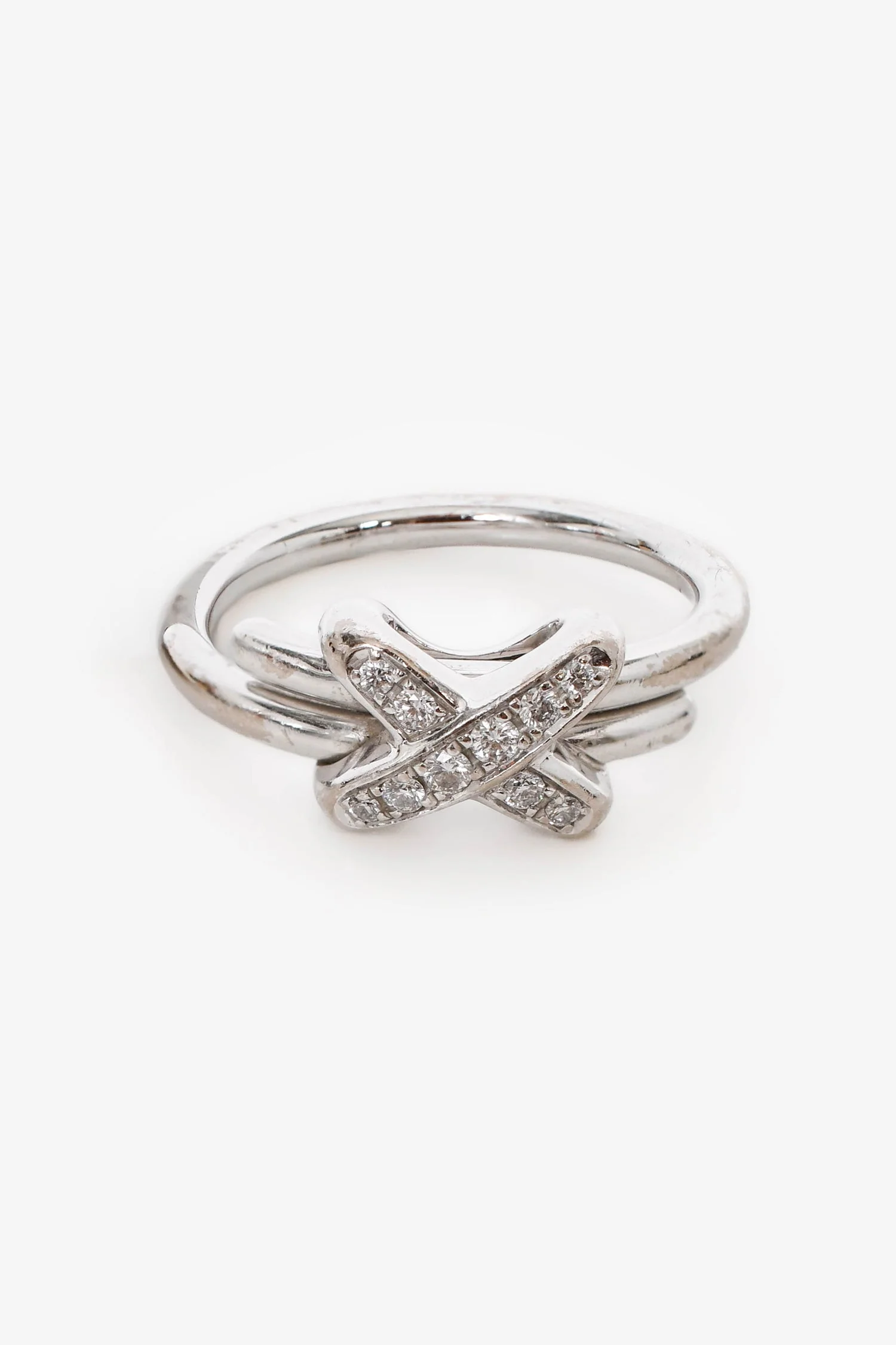 Chaumet 18K White Gold Diamonds 'Jeux de Liens' Ring Size 6 - Image 2
