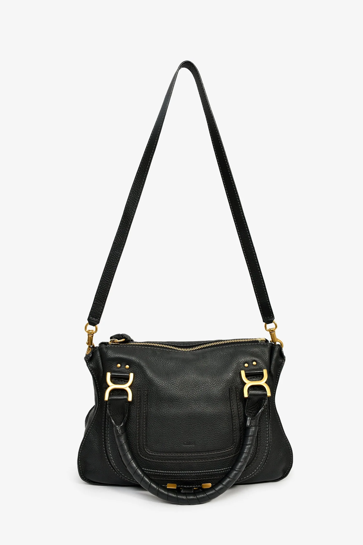 Chloe 2017 Black Leather Marcie Shoulder Bag With Strap - Image 7