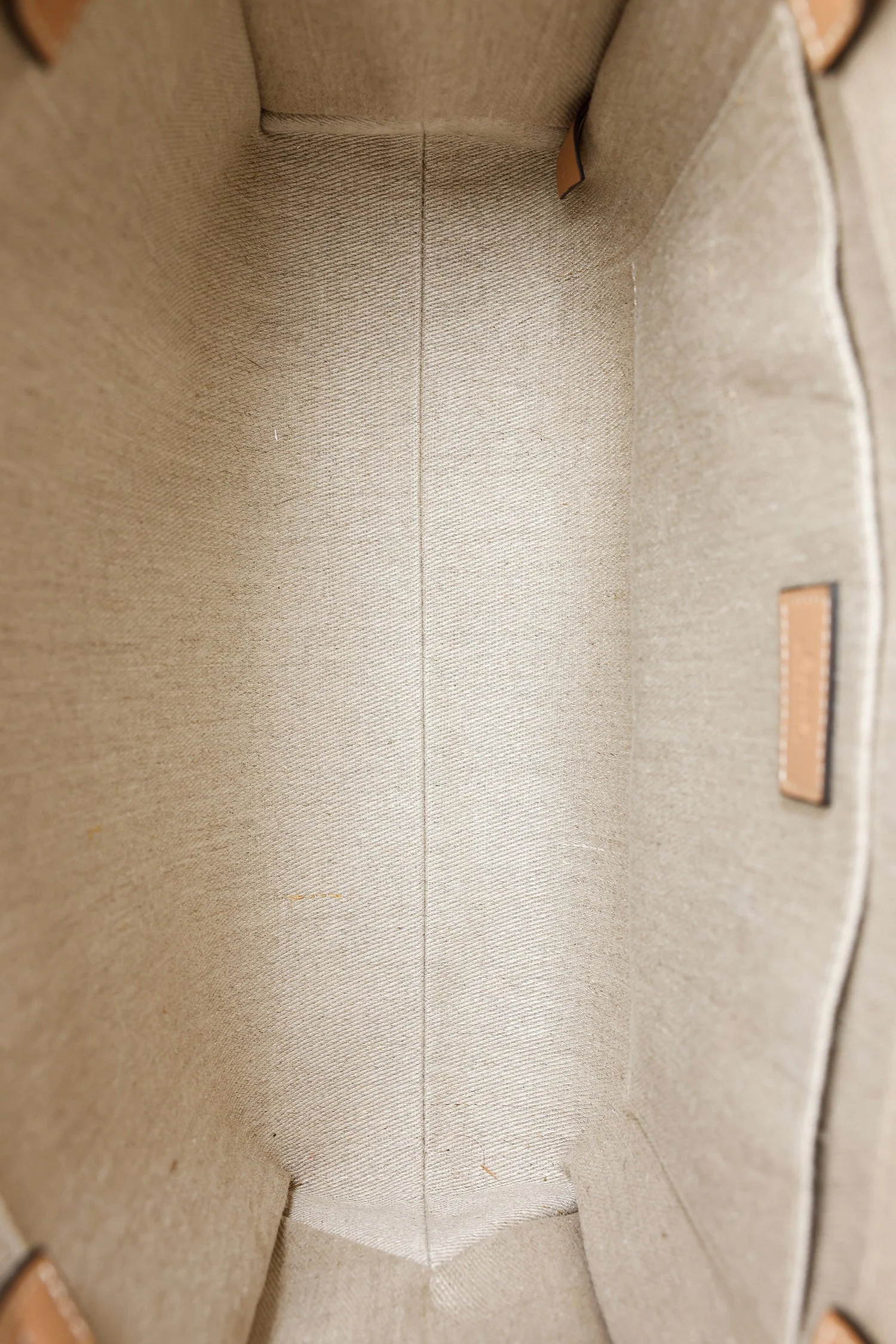 Chloe Beige Fabric Leather Trim Logo Woody Large Tote - Image 6