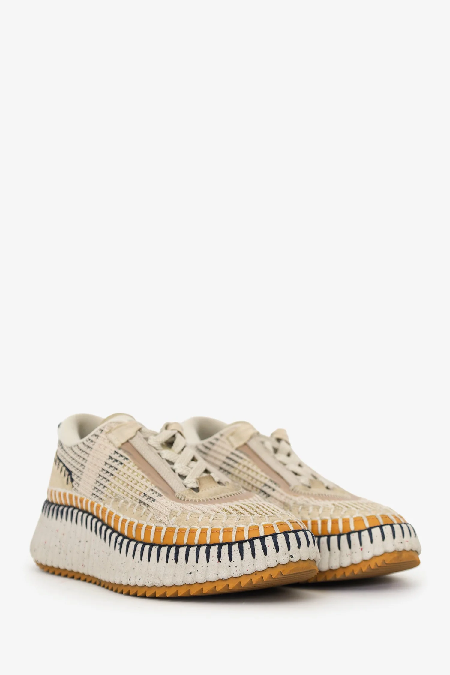 Chloe Beige Multicolour Knit 'Nama' Sneakers Size 36 - Image 2