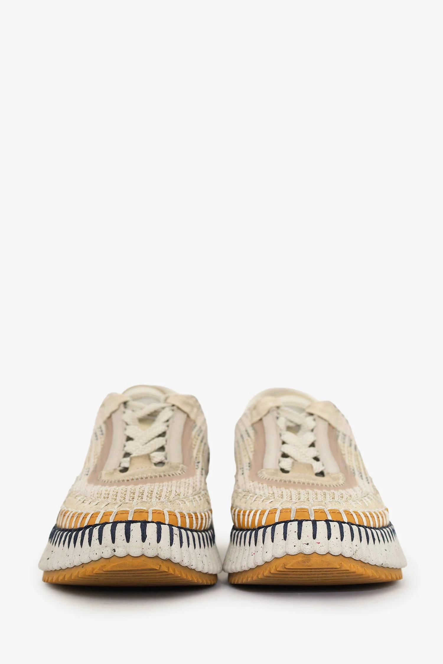 Chloe Beige Multicolour Knit 'Nama' Sneakers Size 36 - Image 3